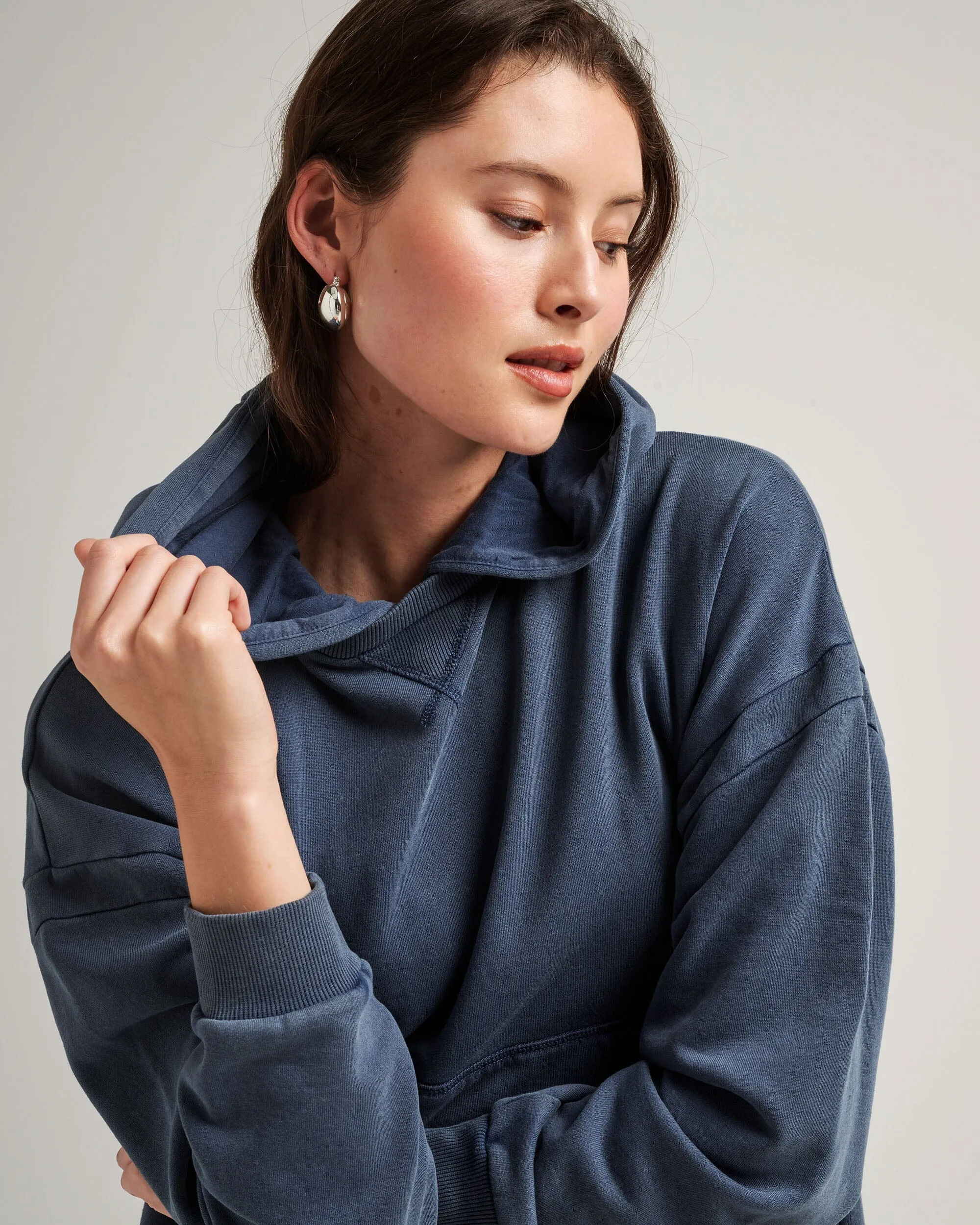 Womens Recycled Fleece Hoodie - Recycled Fleece - Mineral Moonlit Ocean sold by Andie product image thumbnail 4