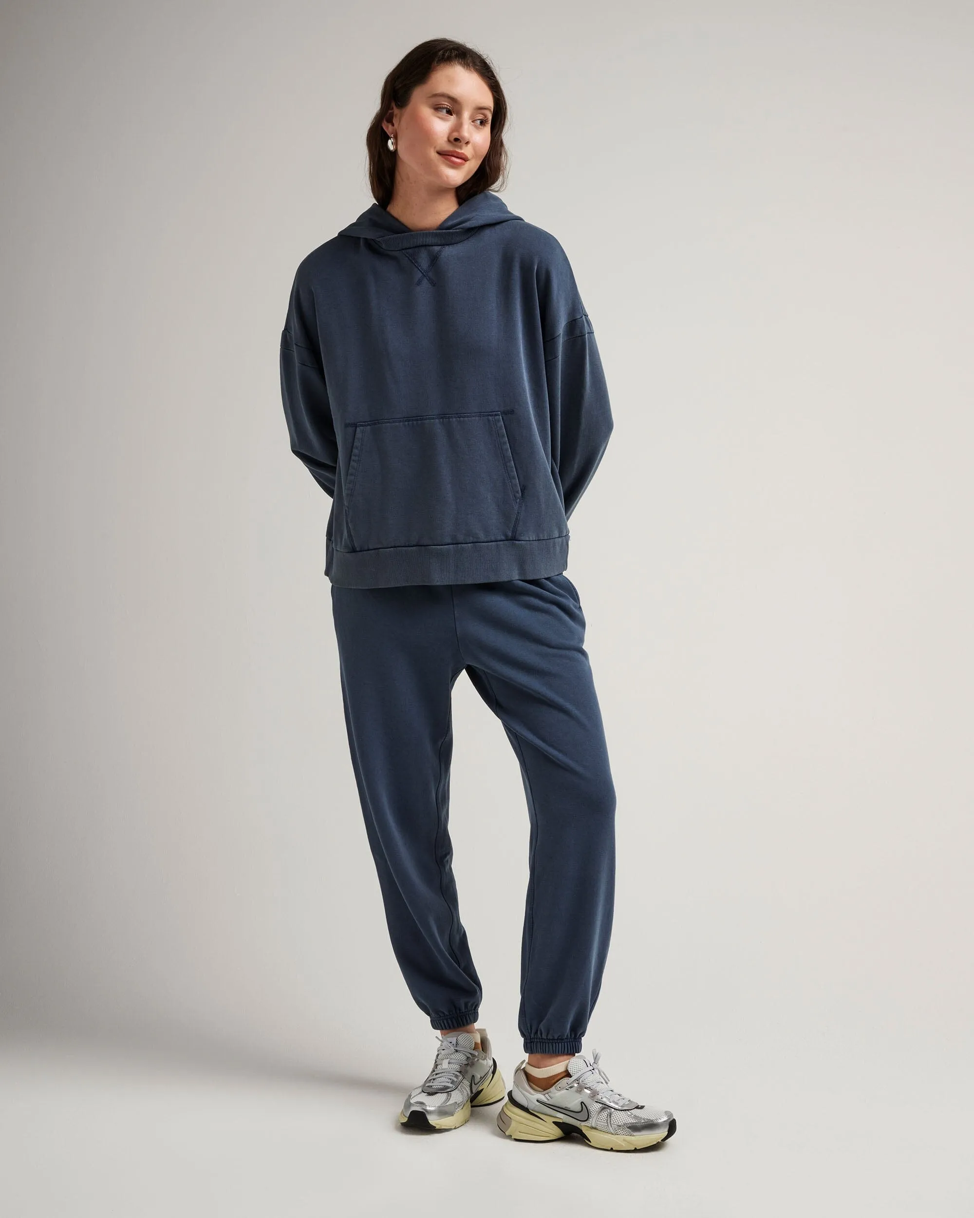 Womens Recycled Fleece Hoodie - Recycled Fleece - Mineral Moonlit Ocean sold by Andie product image thumbnail 2