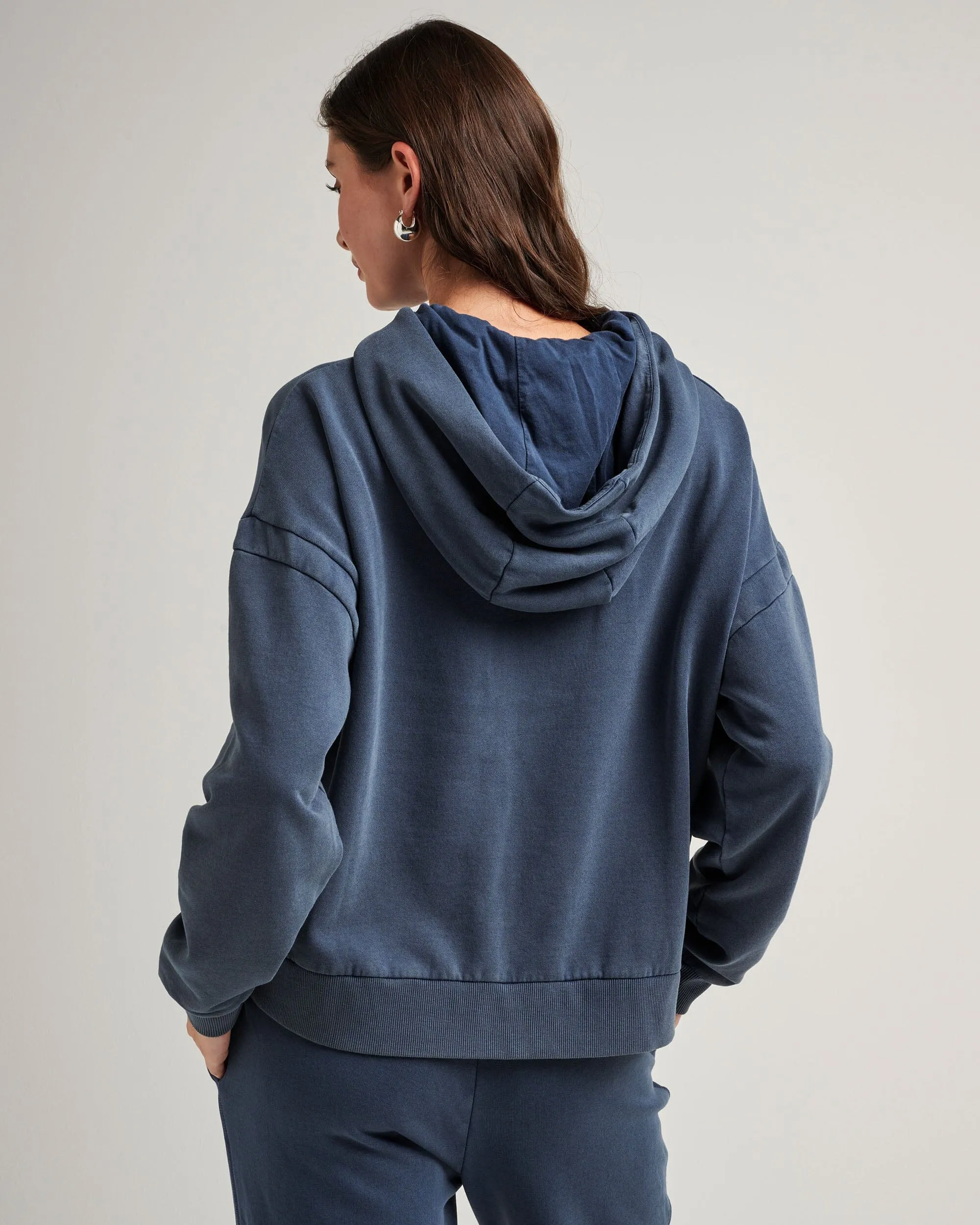 Womens Recycled Fleece Hoodie - Recycled Fleece - Mineral Moonlit Ocean sold by Andie product image thumbnail 3