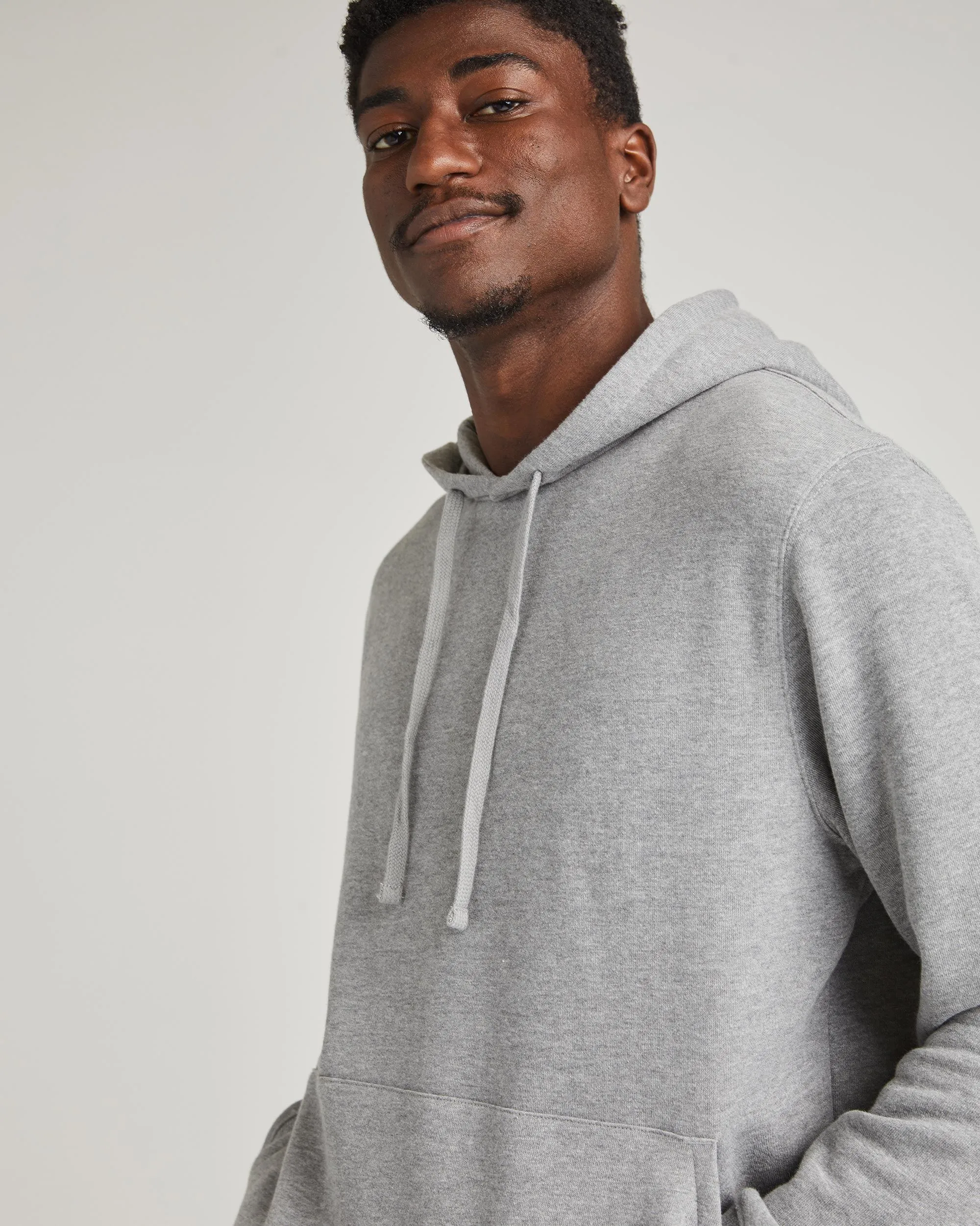 Mens Recycled Fleece Hoodie - Recycled Fleece - Heather Grey sold by Andie product image thumbnail 3