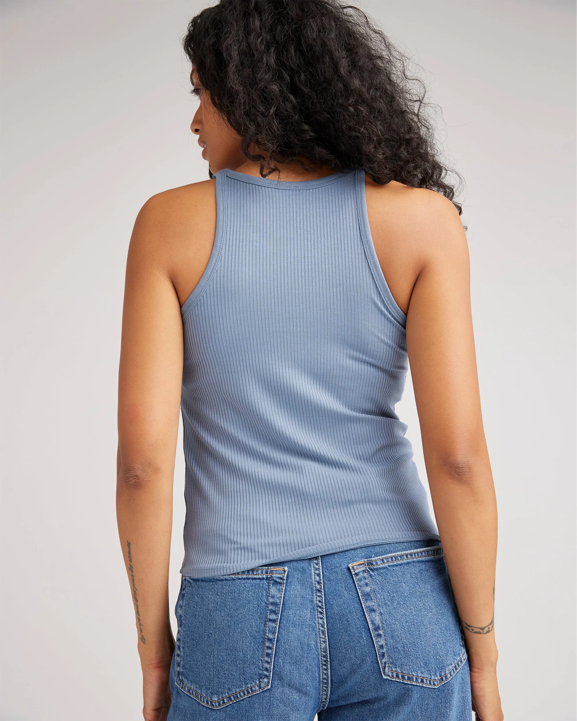 Womens Vintage Rib Tank - Lyocell Rib Knit - Blue Mirage sold by Andie product image thumbnail 3