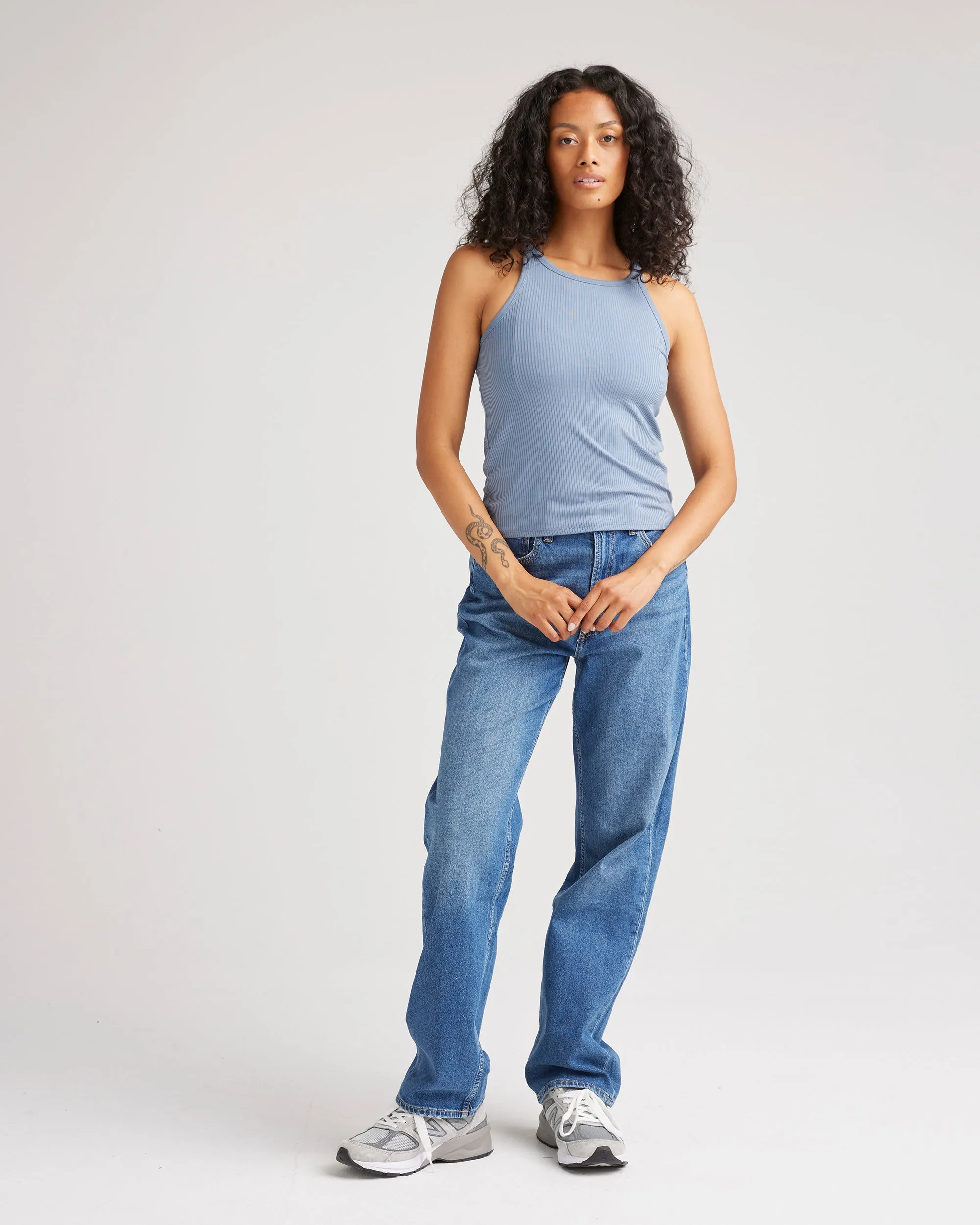 Womens Vintage Rib Tank - Lyocell Rib Knit - Blue Mirage sold by Andie