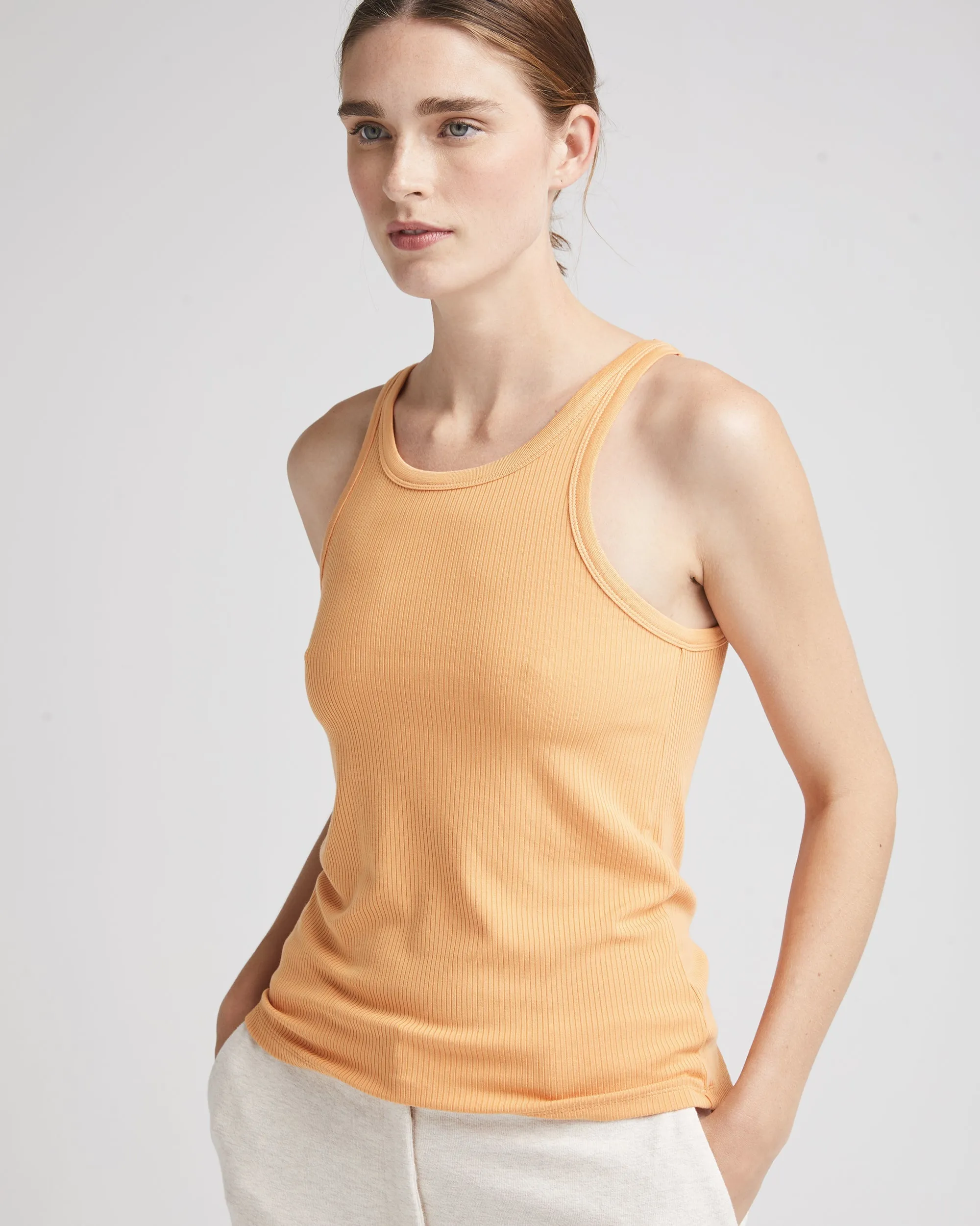 Womens Vintage Rib Tank - Lyocell Rib Knit - Apricot Tan sold by Andie