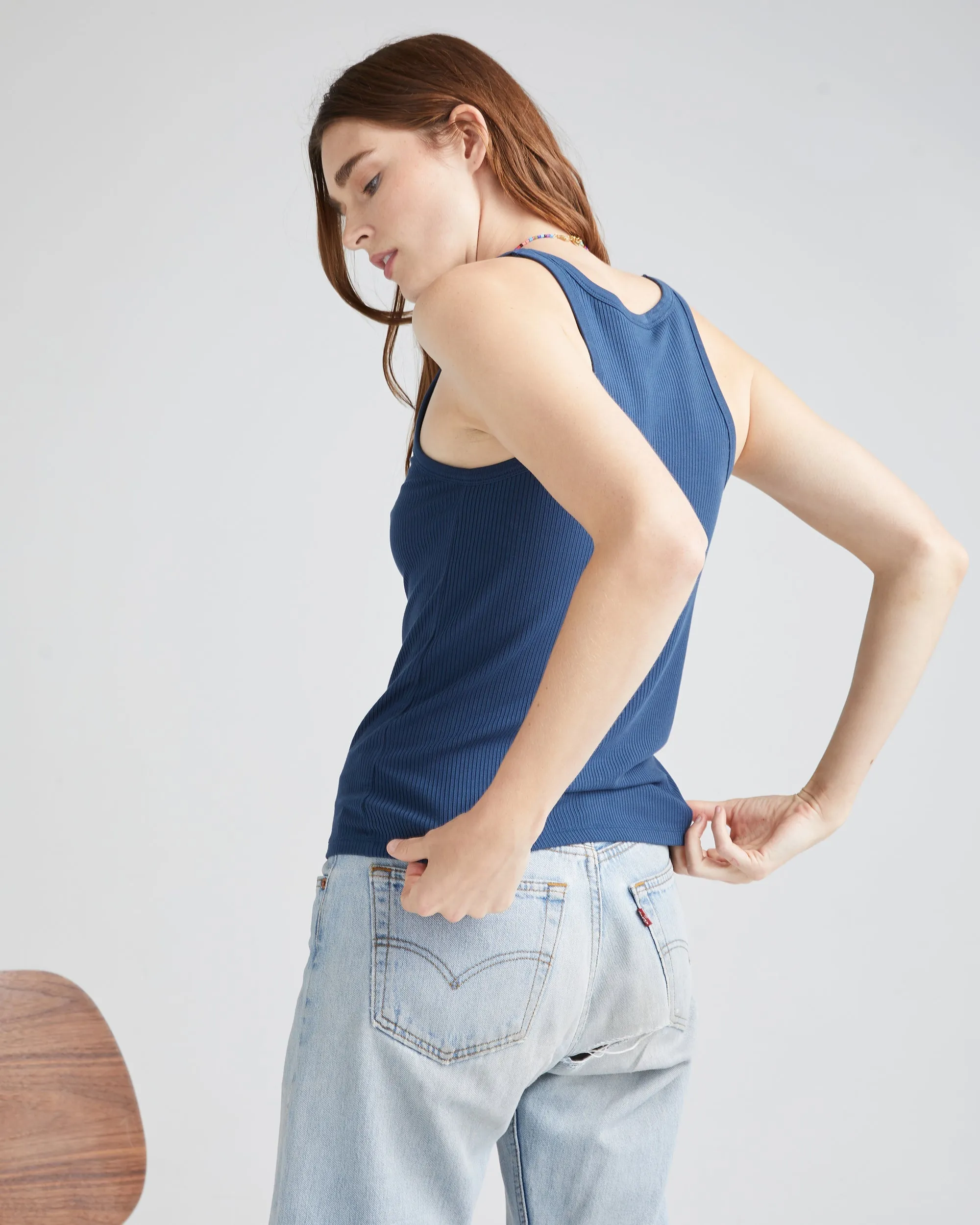 Womens Vintage Rib Tank - Lyocell Rib Knit - Moonlit Ocean sold by Andie product image thumbnail 3