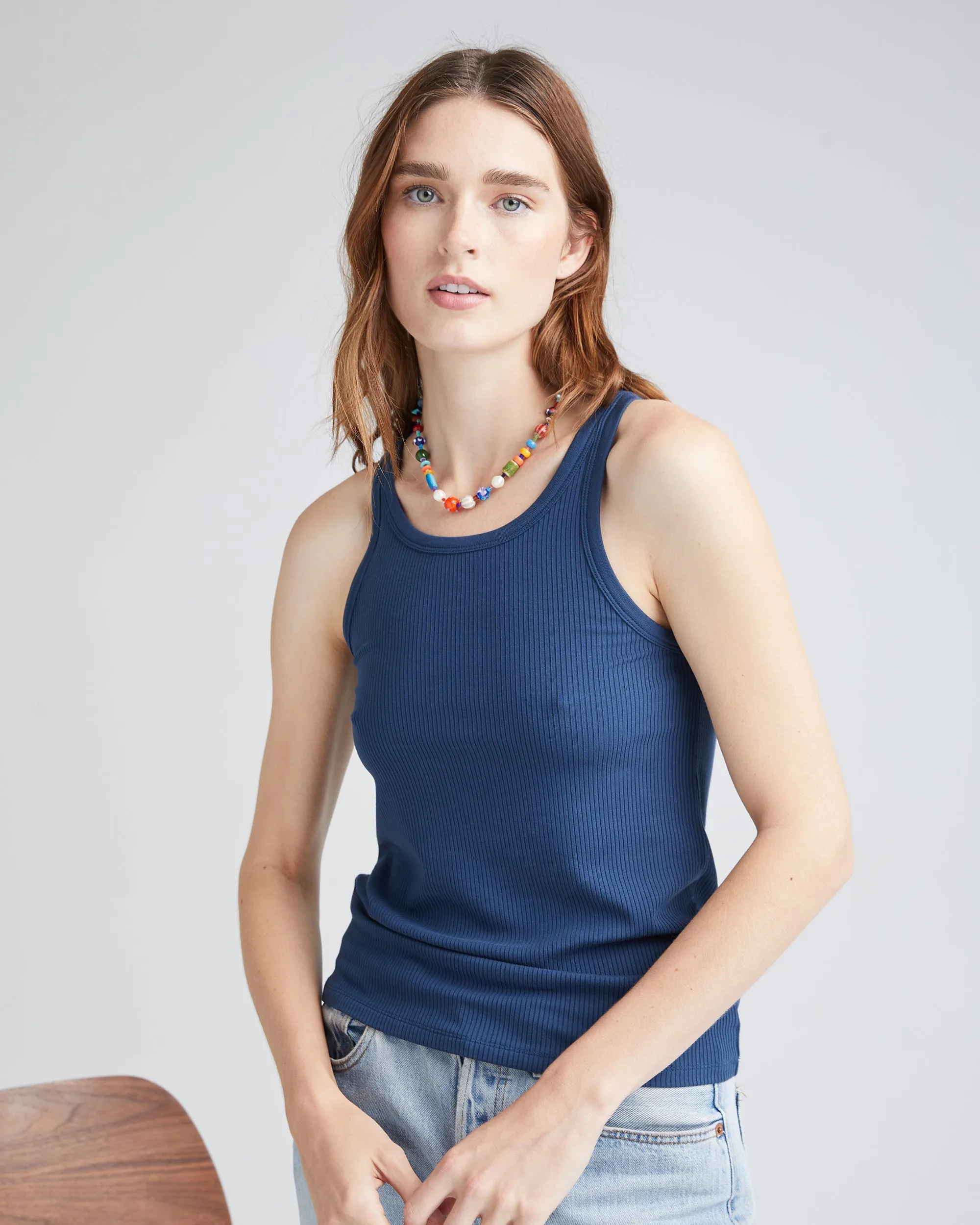 Womens Vintage Rib Tank - Lyocell Rib Knit - Moonlit Ocean sold by Andie product image thumbnail 4