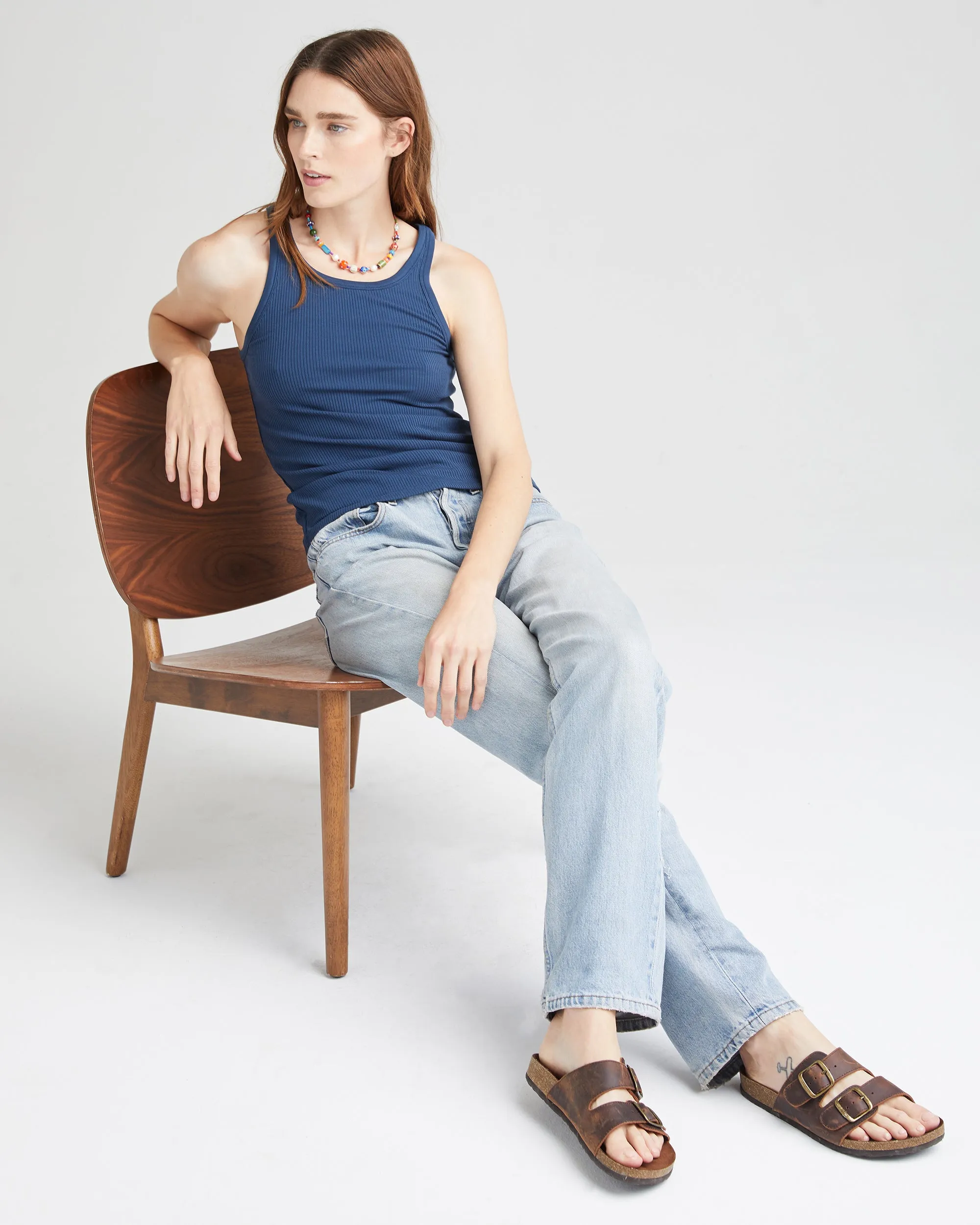 Womens Vintage Rib Tank - Lyocell Rib Knit - Moonlit Ocean sold by Andie product image thumbnail 2