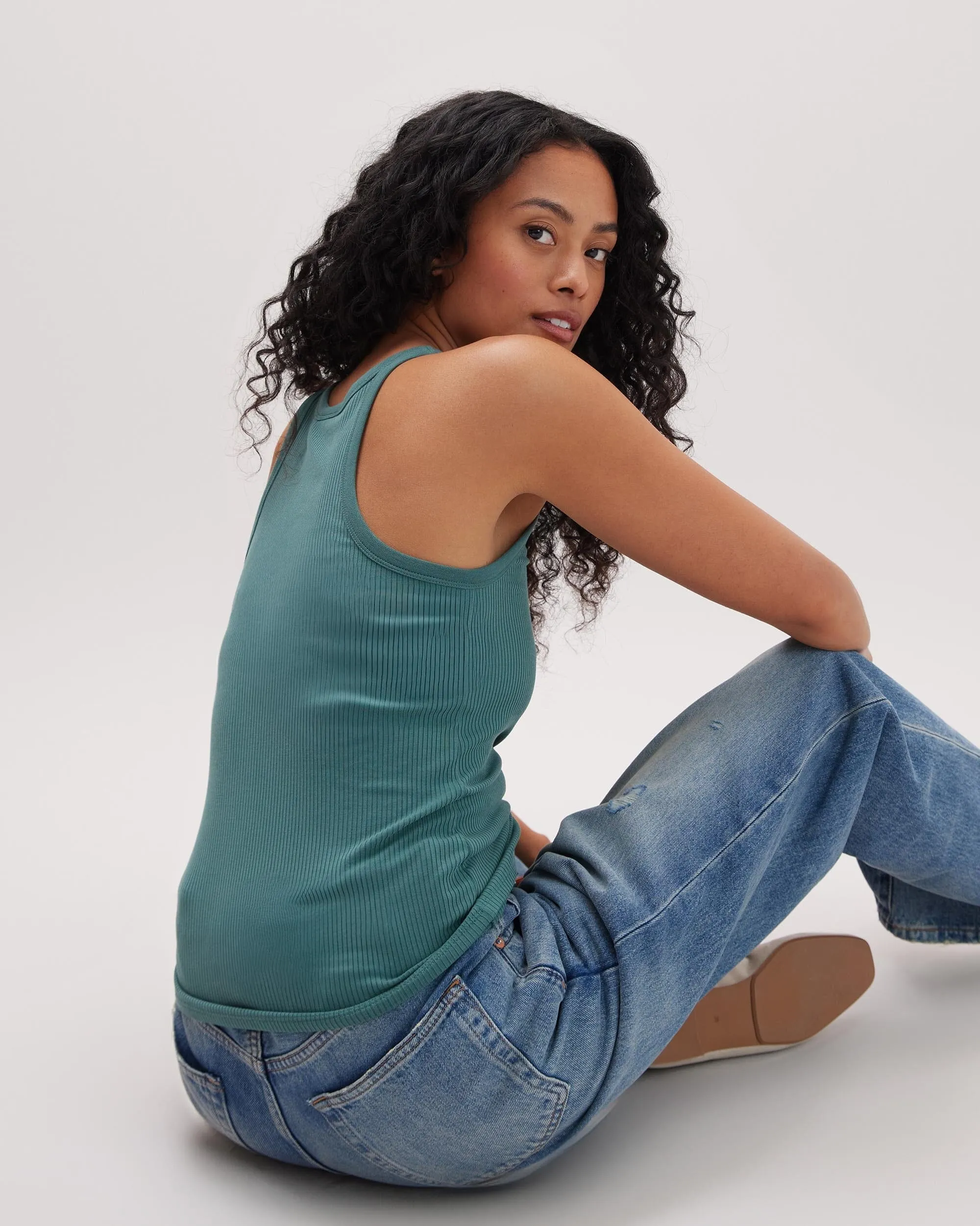 Womens Vintage Rib Tank - Lyocell Rib Knit - Mallard Green sold by Andie product image thumbnail 4