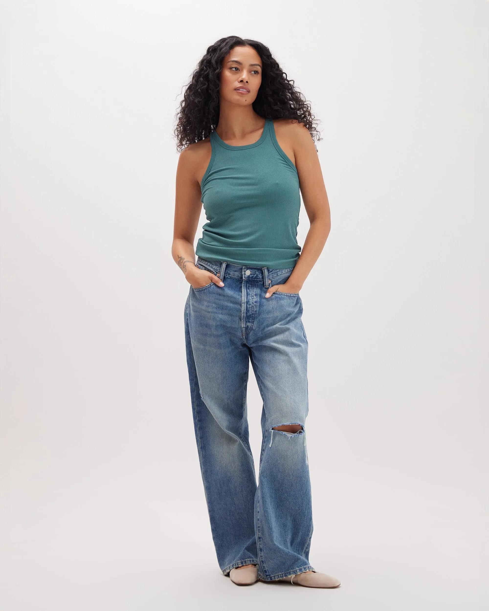 Womens Vintage Rib Tank - Lyocell Rib Knit - Mallard Green sold by Andie product image thumbnail 2