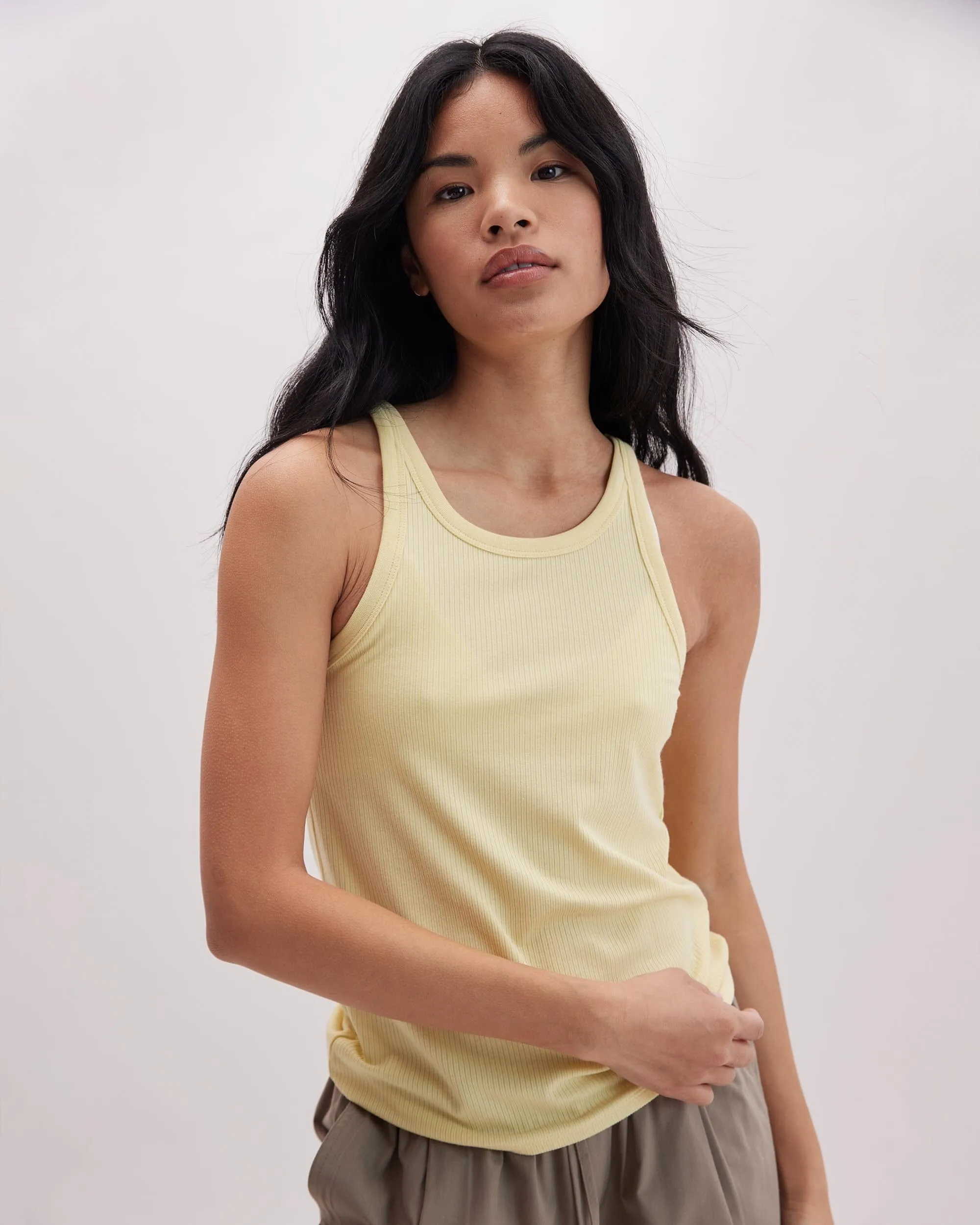 Womens Vintage Rib Tank - Lyocell Rib Knit - Butter sold by Andie