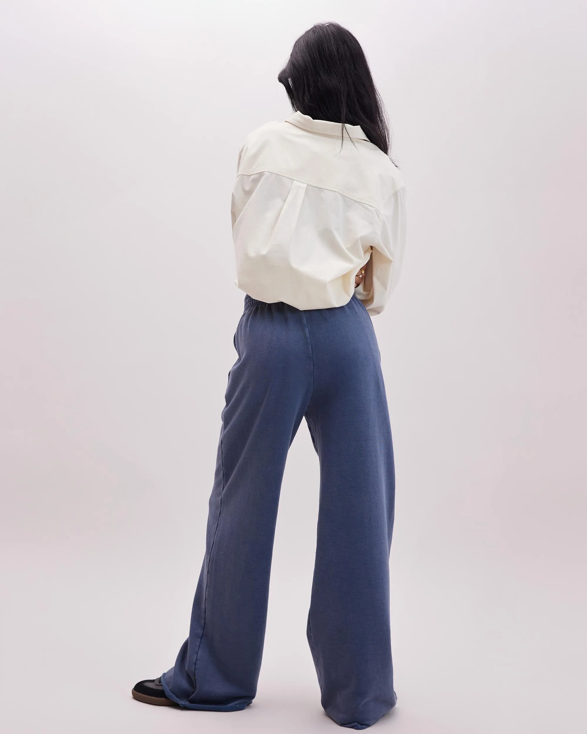 Womens Recycled Fleece Wide Leg Pant - Recycled Fleece - Mineral Blue sold by Andie product image thumbnail 5