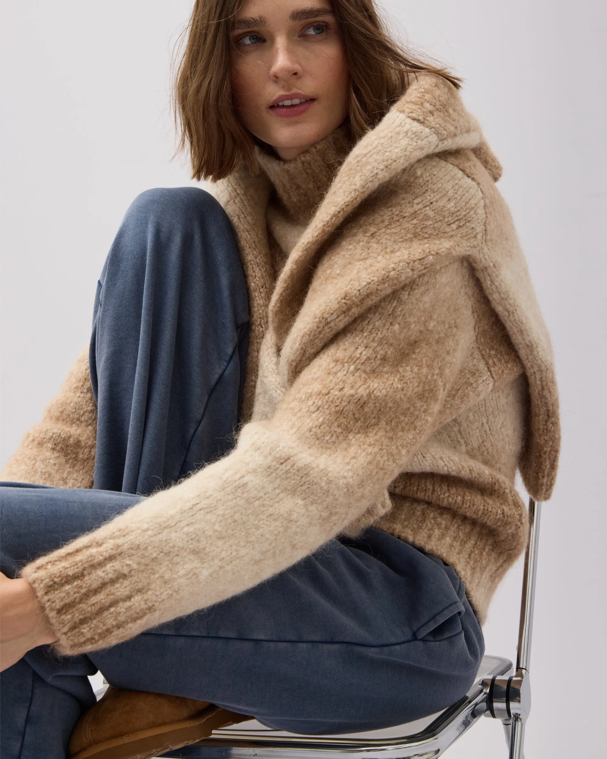 Womens Recycled Fleece Wide Leg Pant - Recycled Fleece - Mineral Blue sold by Andie product image thumbnail 2