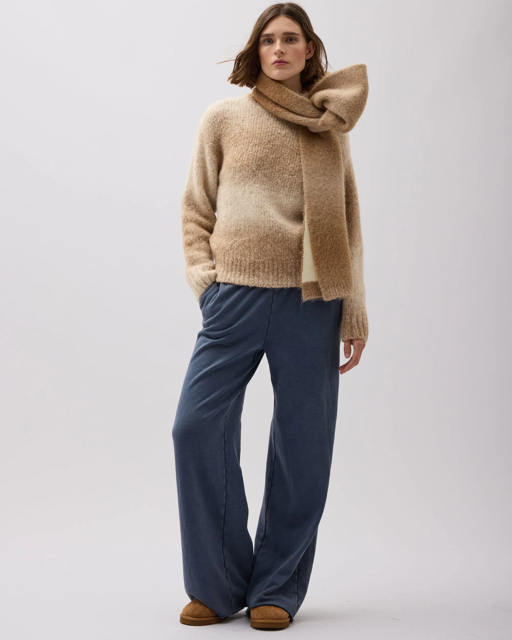 Womens Recycled Fleece Wide Leg Pant - Recycled Fleece - Mineral Blue sold by Andie product image thumbnail 3