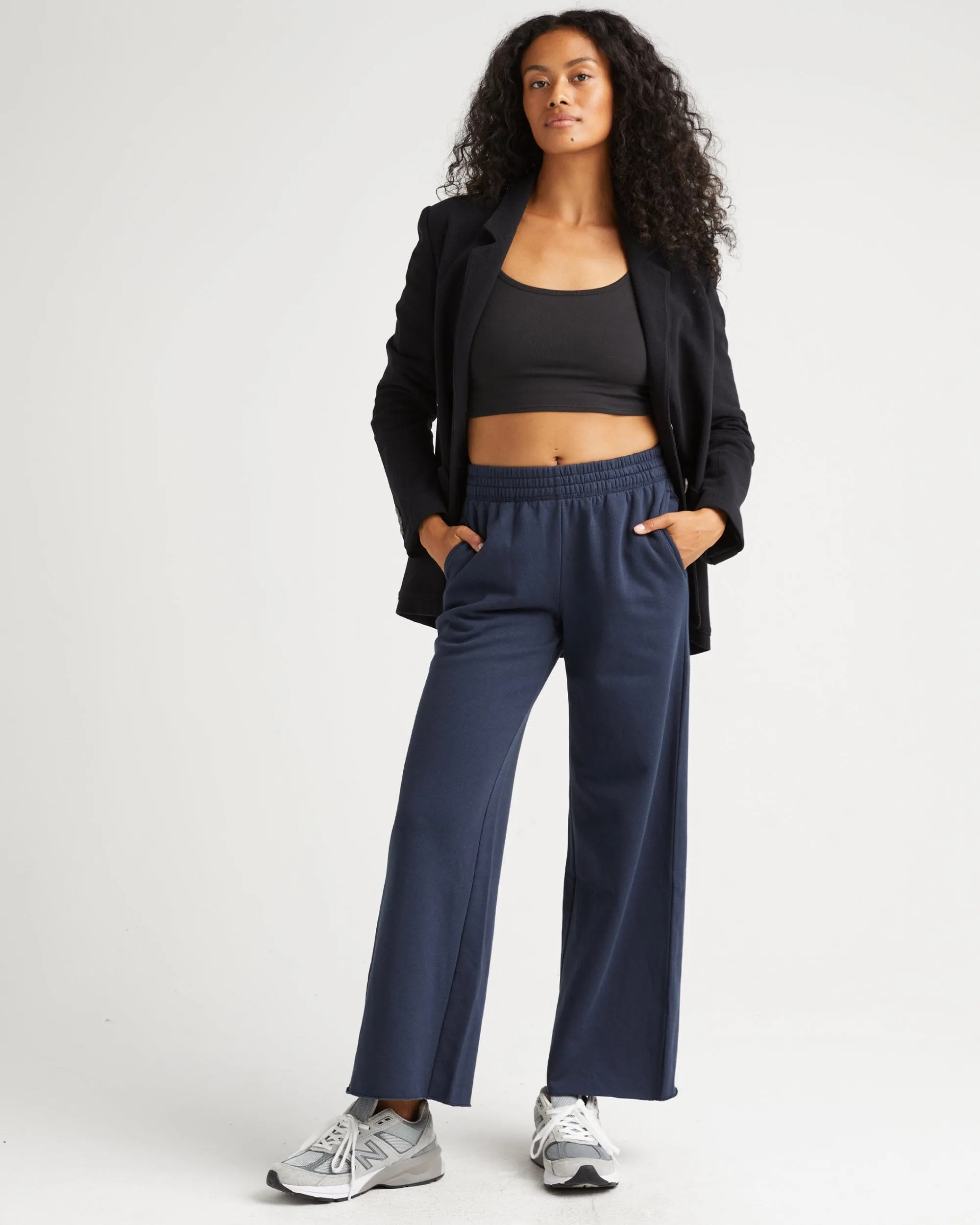 Womens Recycled Fleece Wide Leg Pant - Recycled Fleece - Blue Nights sold by Andie product image thumbnail 3