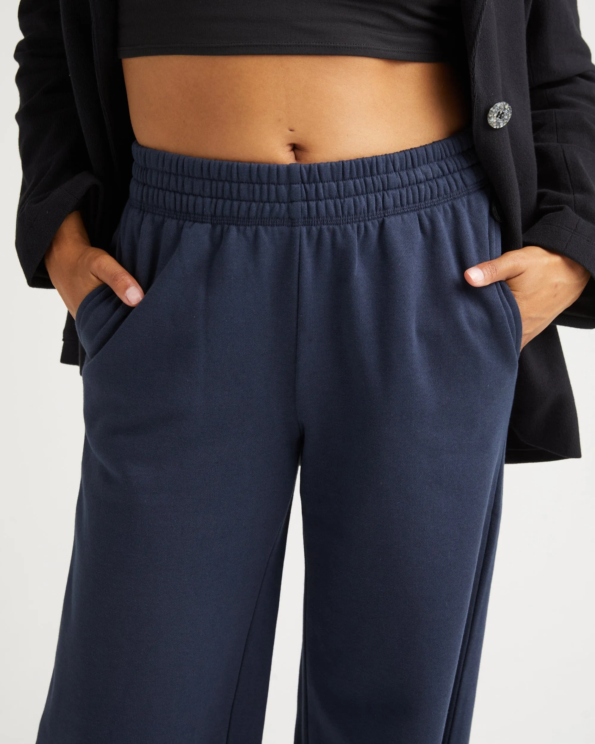 Womens Recycled Fleece Wide Leg Pant - Recycled Fleece - Blue Nights sold by Andie product image thumbnail 4