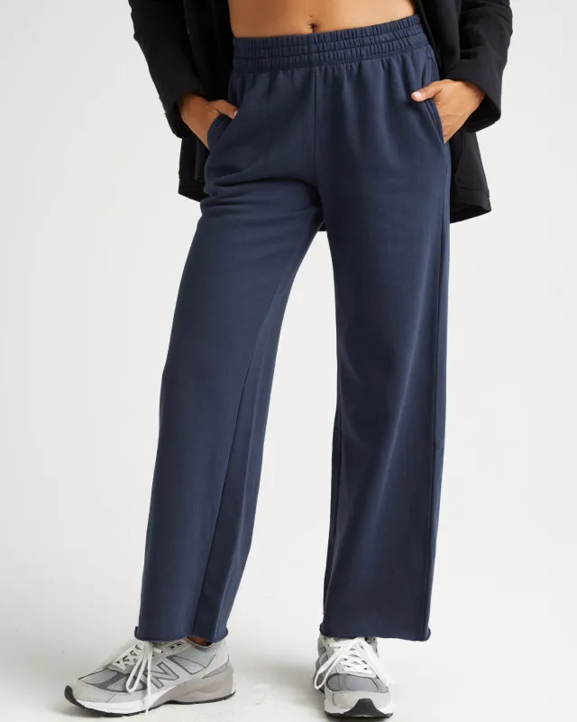 Womens Recycled Fleece Wide Leg Pant - Recycled Fleece - Blue Nights sold by Andie