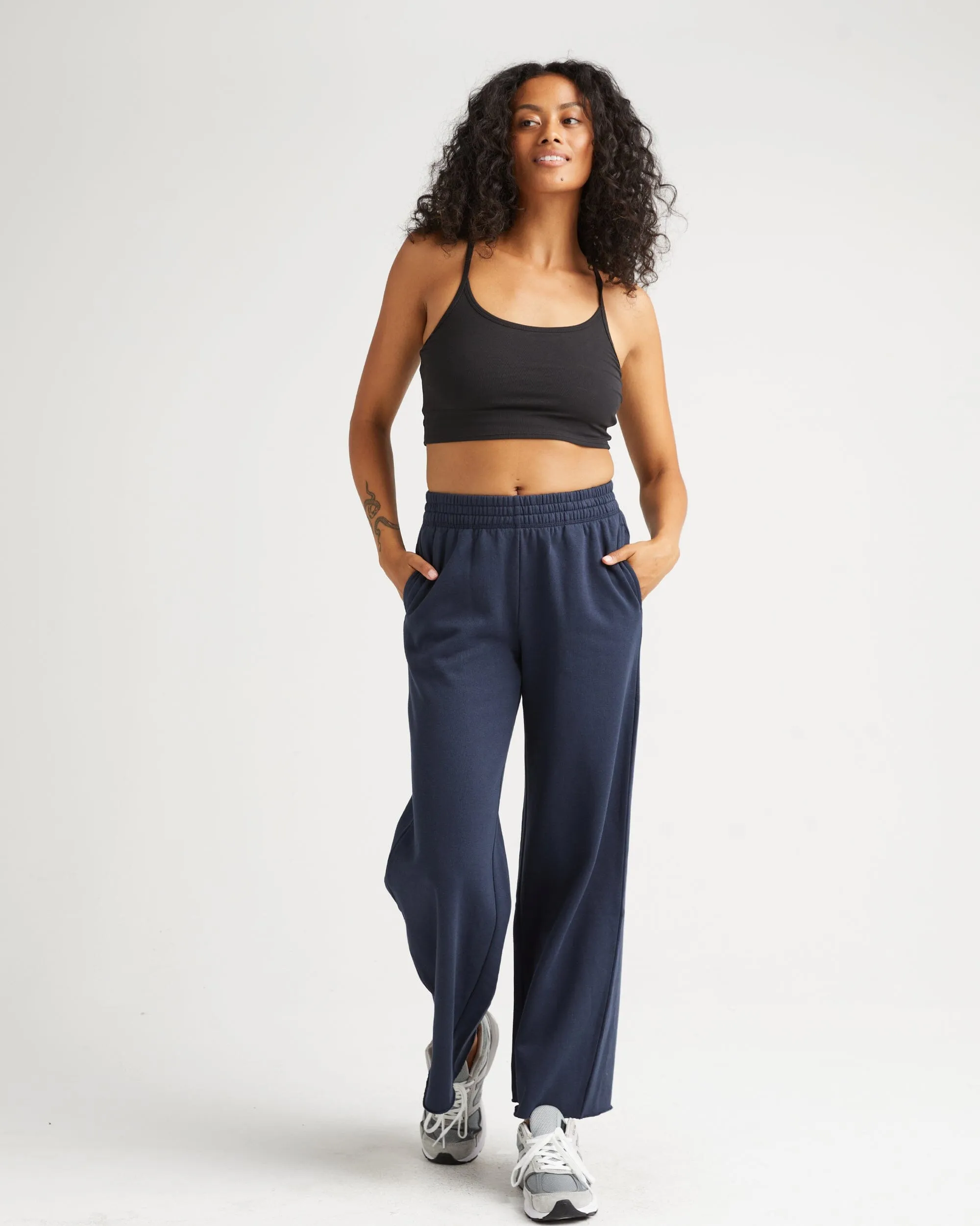 Womens Recycled Fleece Wide Leg Pant - Recycled Fleece - Blue Nights sold by Andie product image thumbnail 5