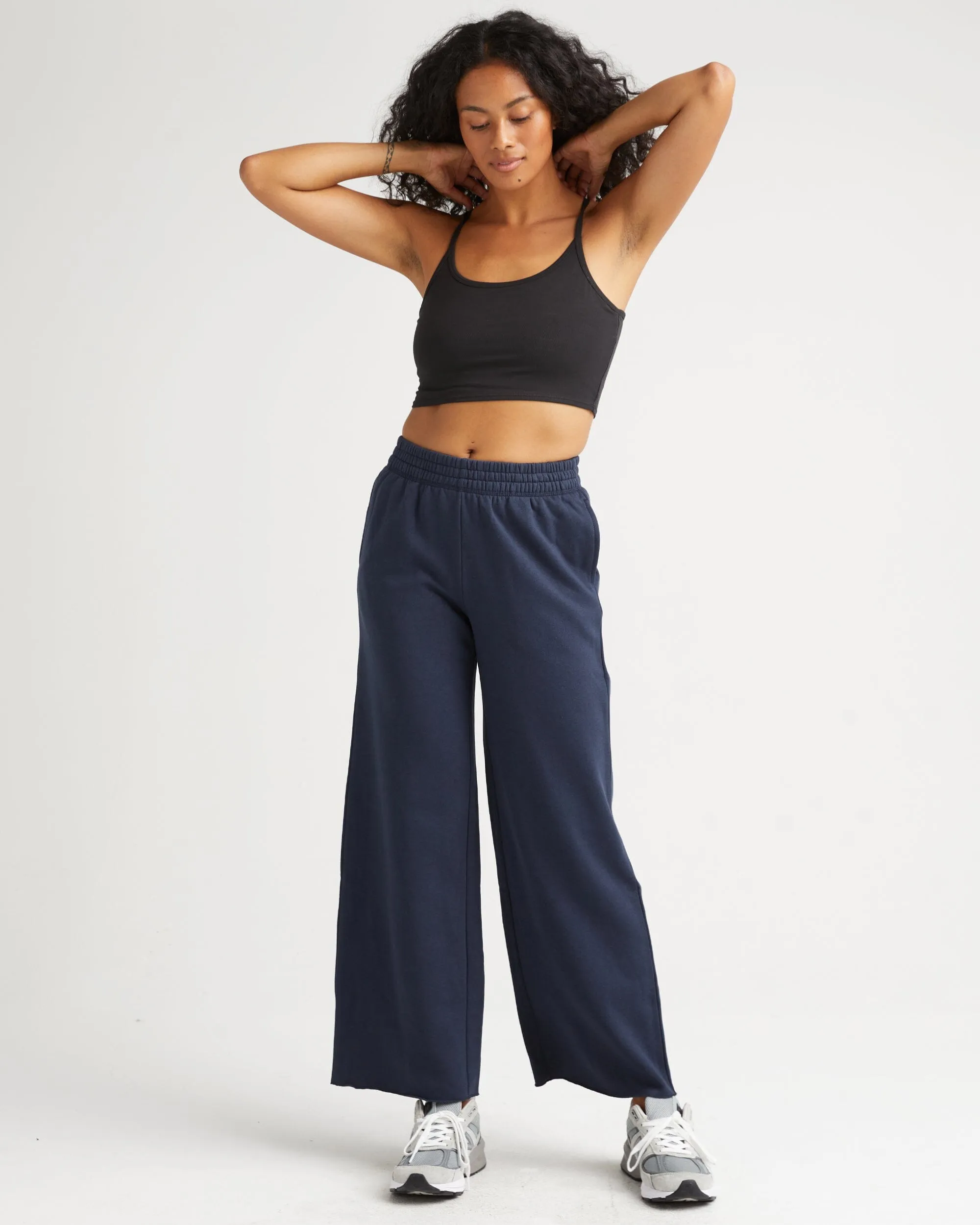 Womens Recycled Fleece Wide Leg Pant - Recycled Fleece - Blue Nights sold by Andie product image thumbnail 2