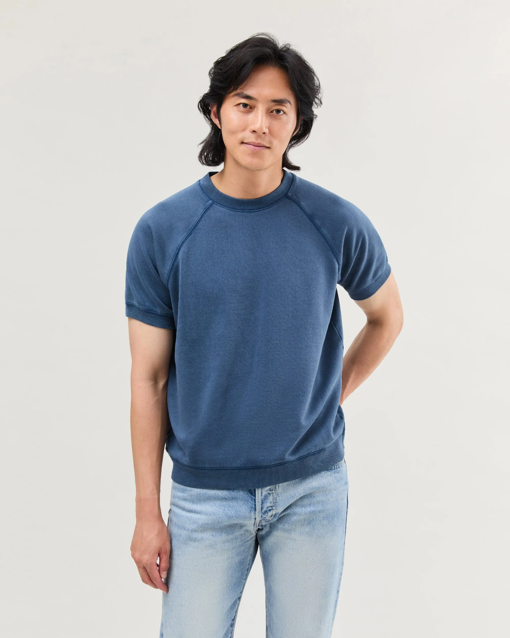 Mens Recycled Fleece Raglan Sweatshirt - Recycled Fleece - Mineral Moonlit Ocean sold by Andie