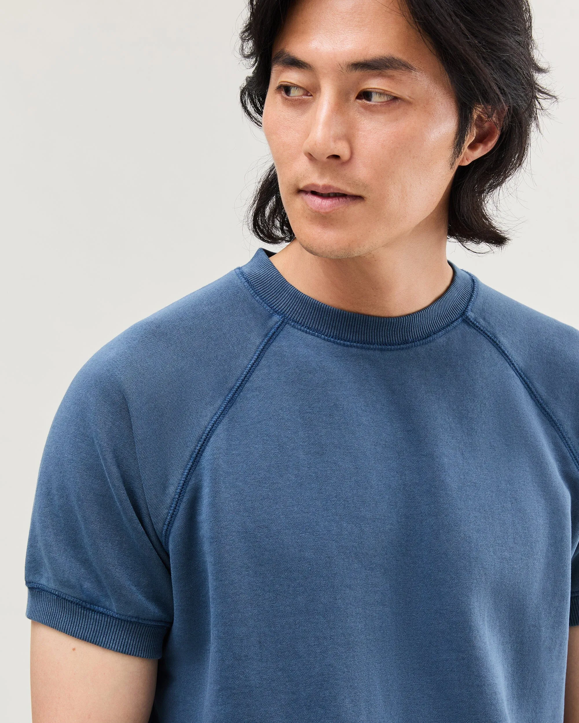 Mens Recycled Fleece Raglan Sweatshirt - Recycled Fleece - Mineral Moonlit Ocean sold by Andie product image thumbnail 5