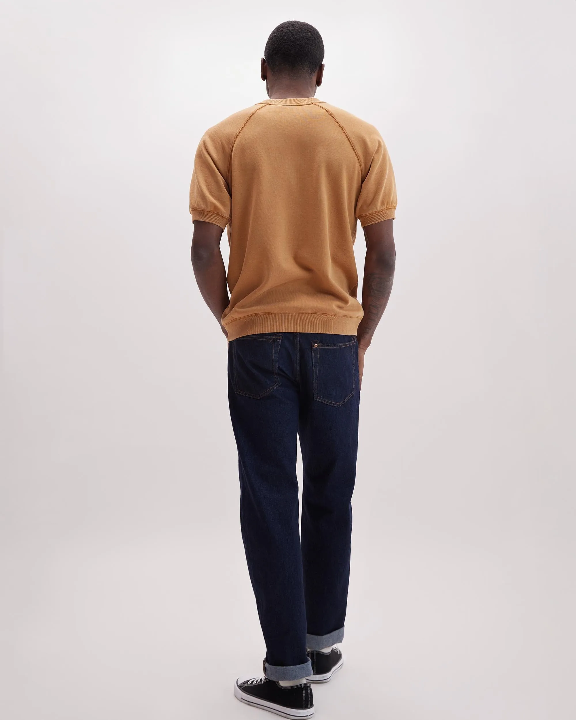 Mens Recycled Fleece Raglan Sweatshirt - Recycled Fleece - Mineral Gold Spice sold by Andie product image thumbnail 3