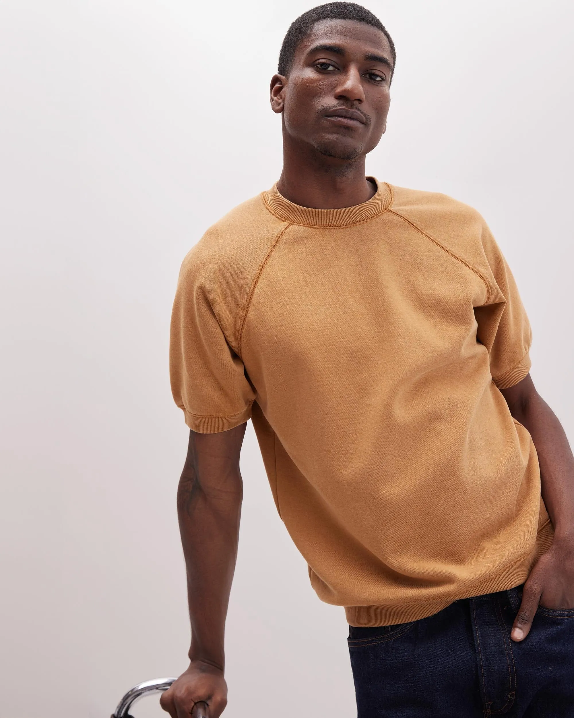 Mens Recycled Fleece Raglan Sweatshirt - Recycled Fleece - Mineral Gold Spice sold by Andie