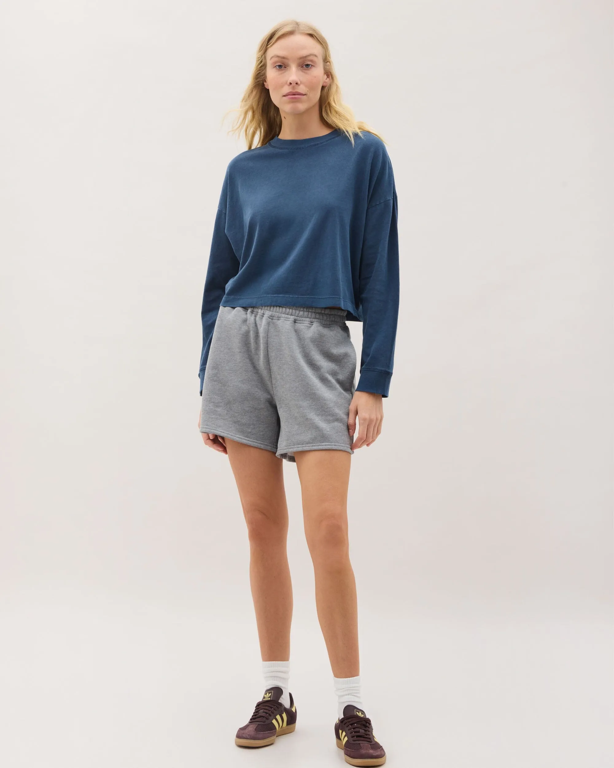 Womens Relaxed Crop Long Sleeve Tee - Pigment Dye Jersey - Moonlit Ocean sold by Andie product image thumbnail 2