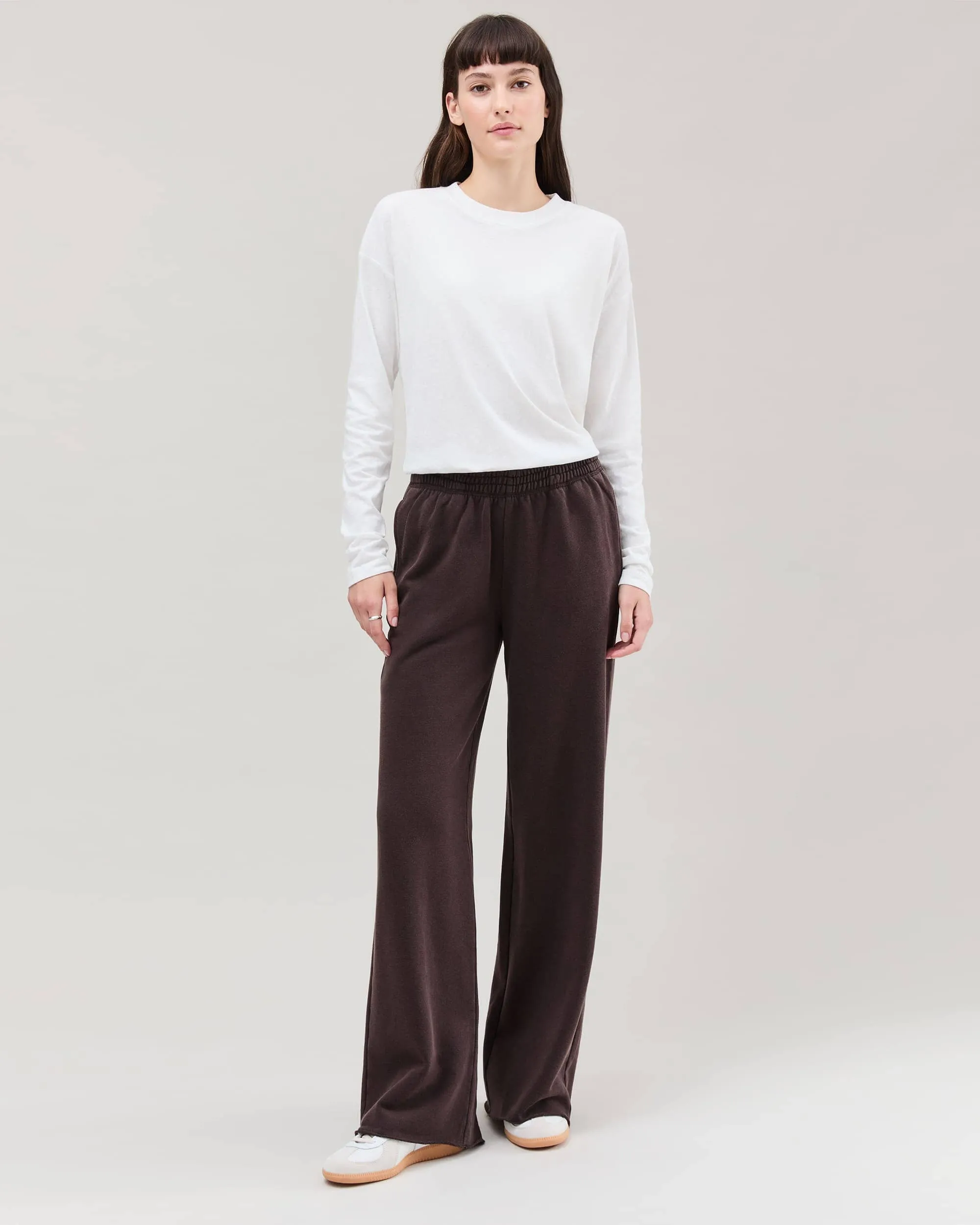 Womens Recycled Fleece Wide Leg Pant - Recycled Fleece - Mineral Ganache sold by Andie product image thumbnail 2
