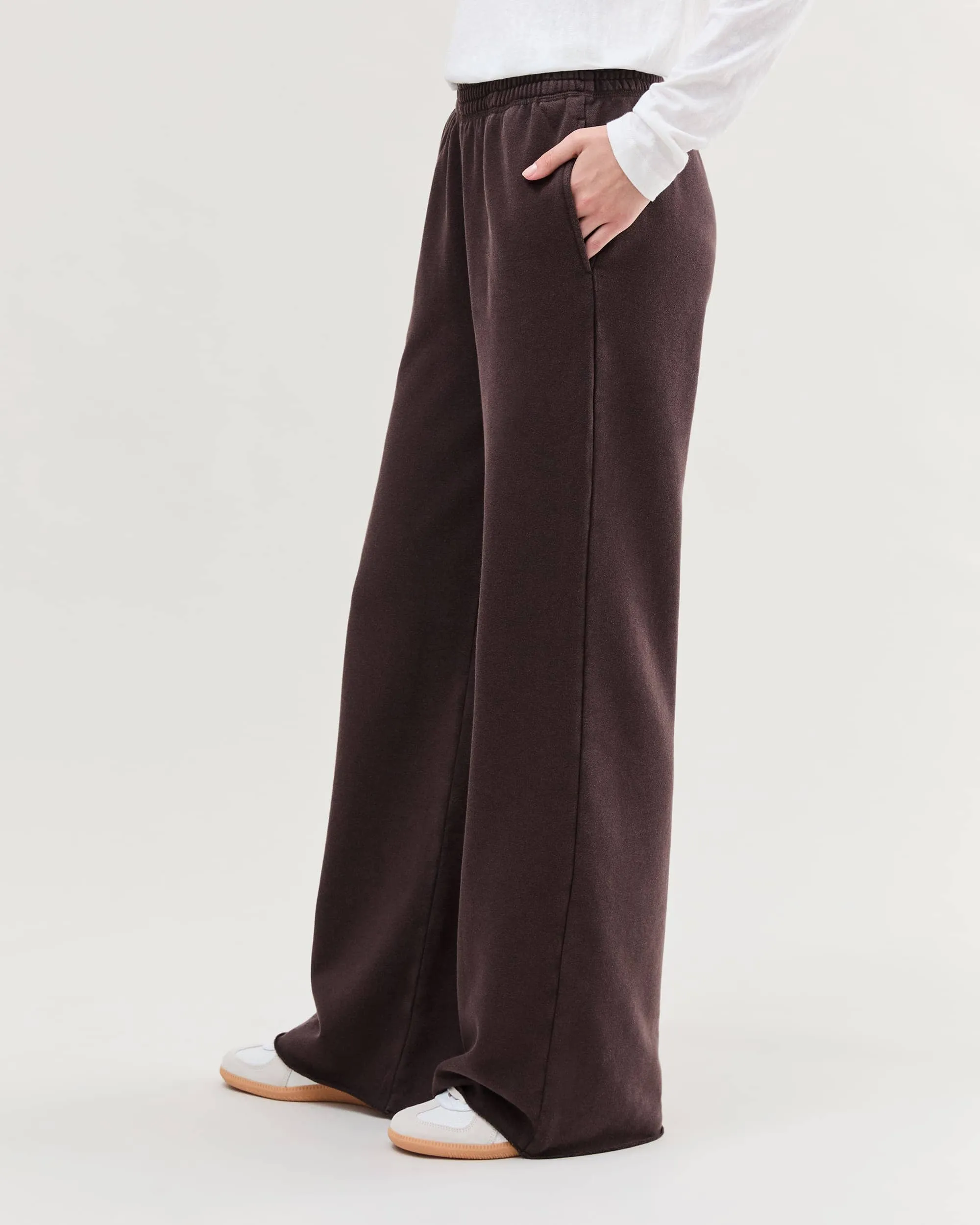 Womens Recycled Fleece Wide Leg Pant - Recycled Fleece - Mineral Ganache sold by Andie product image thumbnail 3