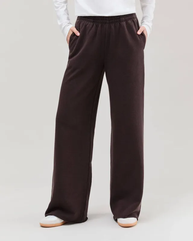Womens Recycled Fleece Wide Leg Pant - Recycled Fleece - Mineral Ganache sold by Andie