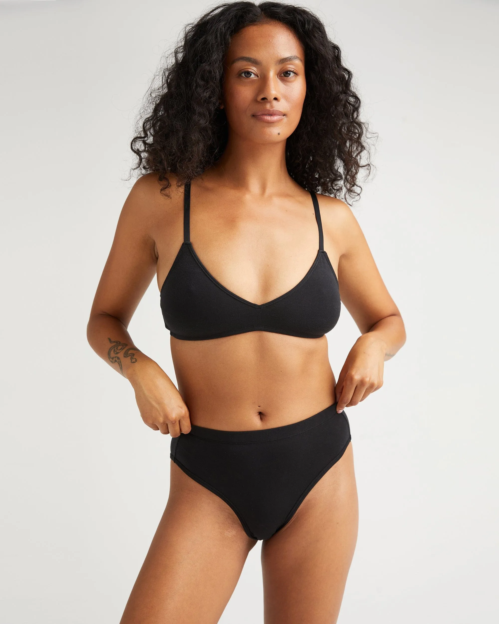 Womens Stretch Lyocell High Waist Brief - Tencel Lyocell Jersey - Black sold by Andie product image thumbnail 4