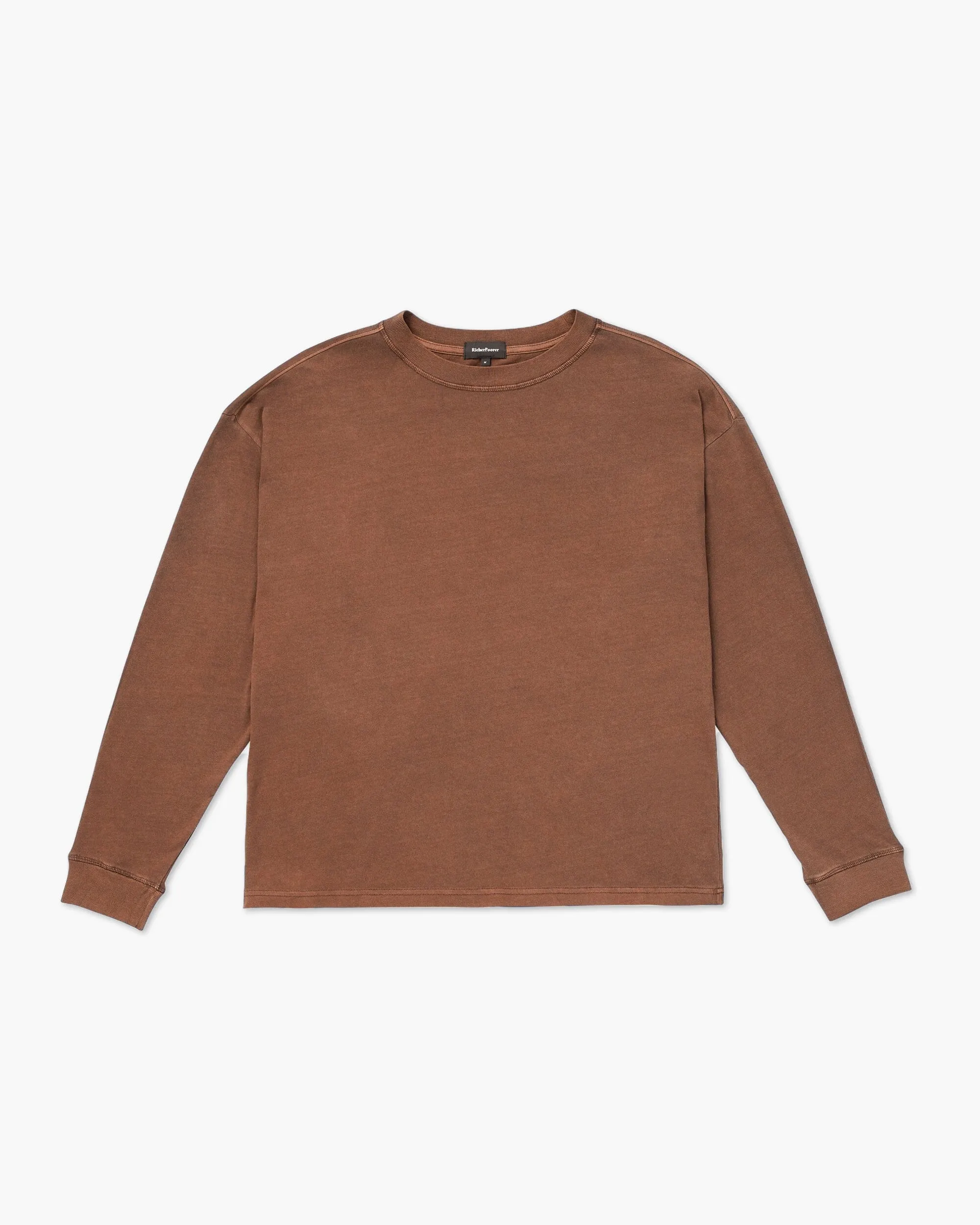 Mens Relaxed Long Sleeve Tee - Pigment Dye Jersey - Latte sold by Andie product image thumbnail 5