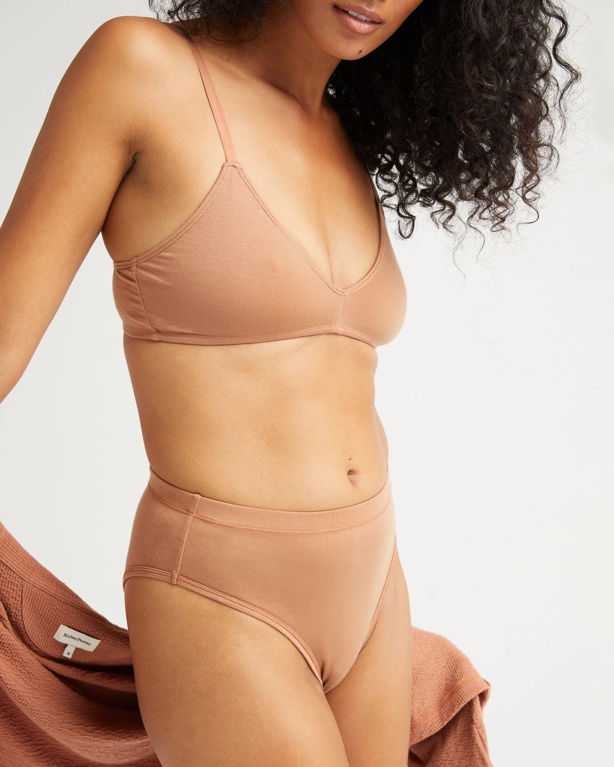 Womens Stretch Lyocell High Waist Brief - Tencel Lyocell Jersey - Mocha Mousse sold by Andie product image thumbnail 3