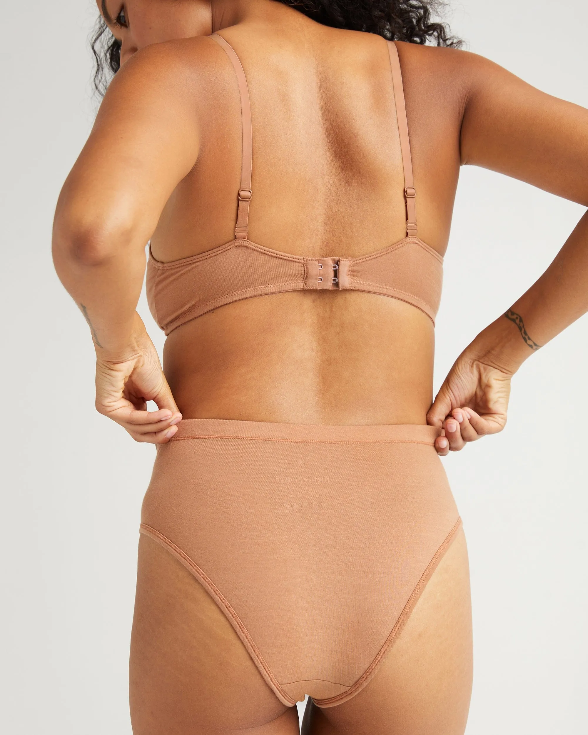 Womens Stretch Lyocell High Waist Brief - Tencel Lyocell Jersey - Mocha Mousse sold by Andie product image thumbnail 4