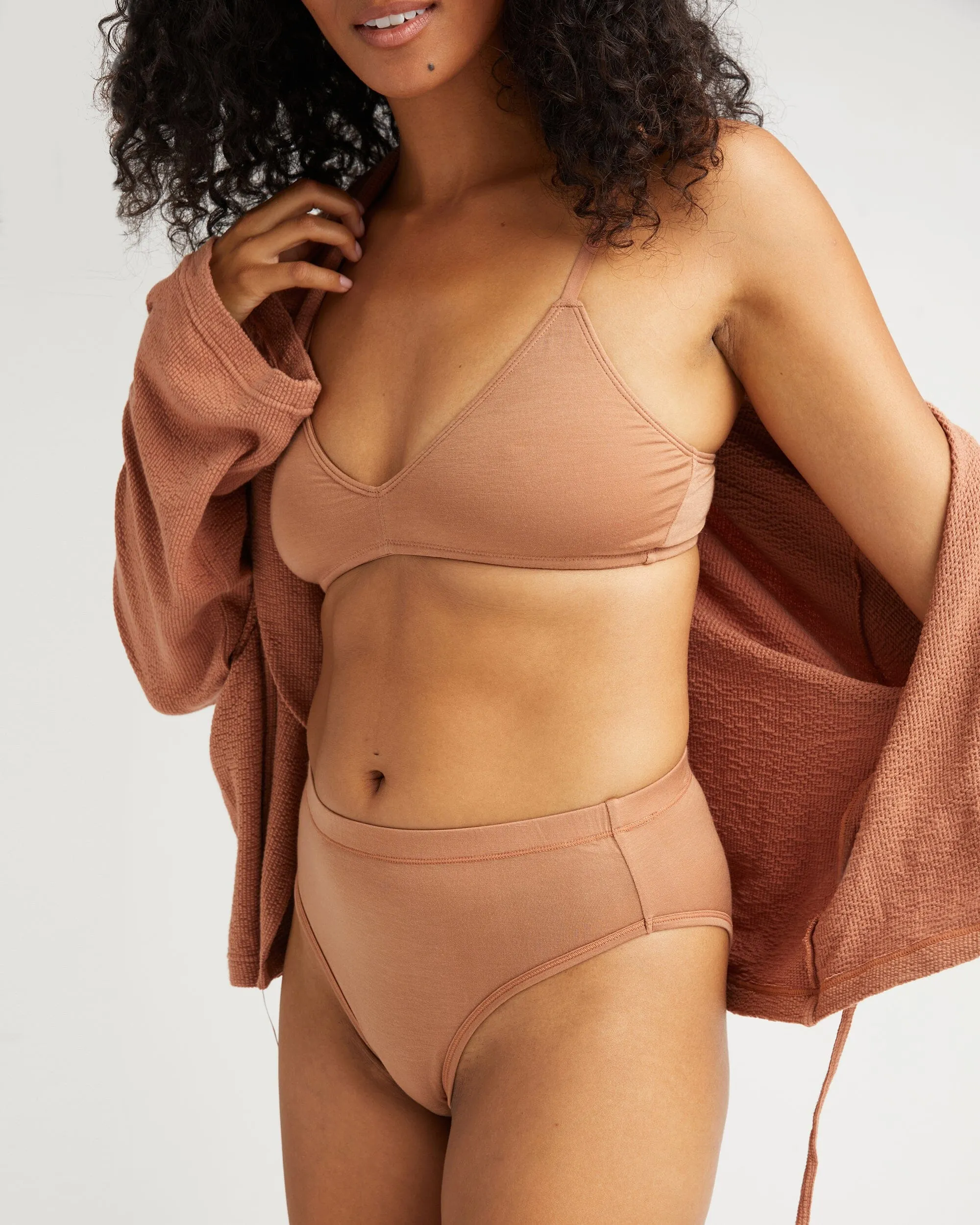 Womens Stretch Lyocell High Waist Brief - Tencel Lyocell Jersey - Mocha Mousse sold by Andie product image thumbnail 2