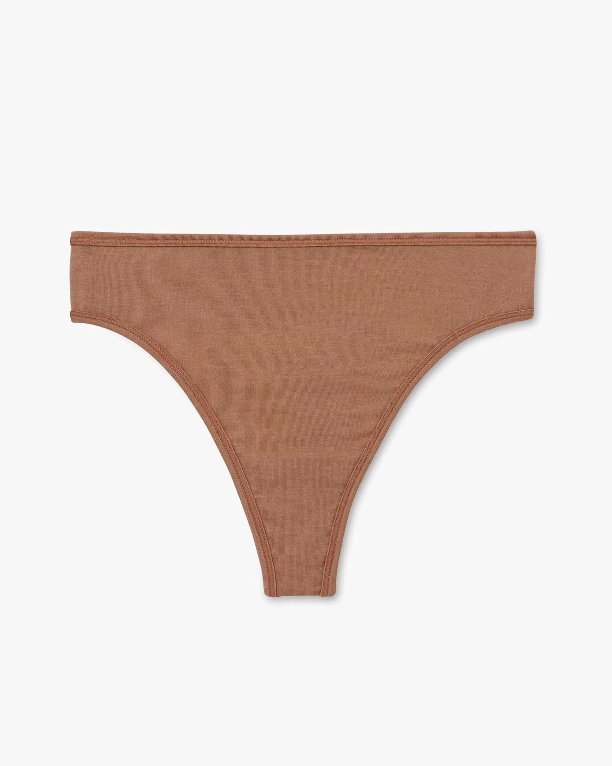 Womens Stretch Lyocell Mid Rise Thong - Tencel Lyocell Jersey - Mocha Mousse sold by Andie product image thumbnail 5