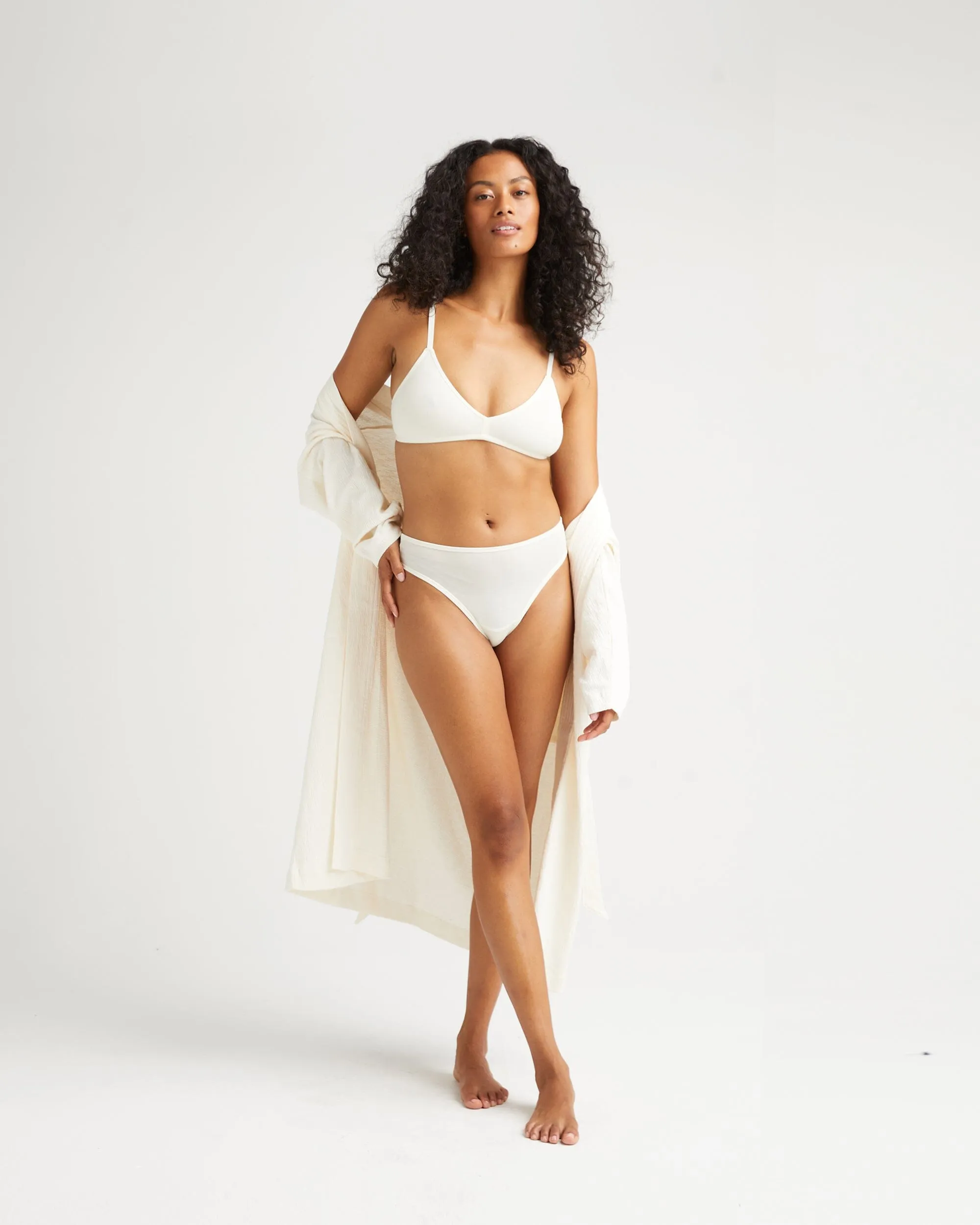 Womens Stretch Lyocell Mid Rise Thong - Tencel Lyocell Jersey - Bone sold by Andie product image thumbnail 3