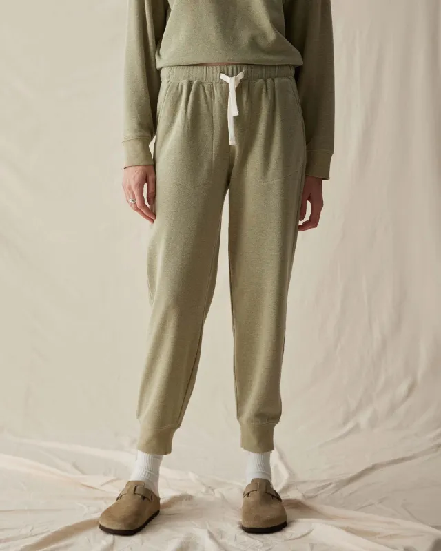 Womens April Lightweight Sweatpant - French Terry - Green Ground sold by Andie