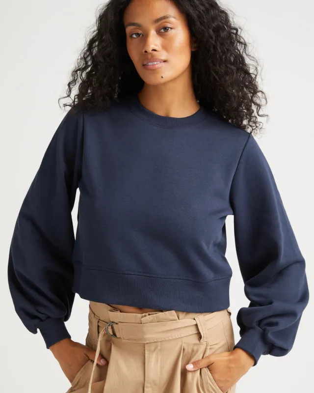 Womens Recycled Fleece Cropped Sweatshirt - Recycled Fleece - Blue Nights sold by Andie