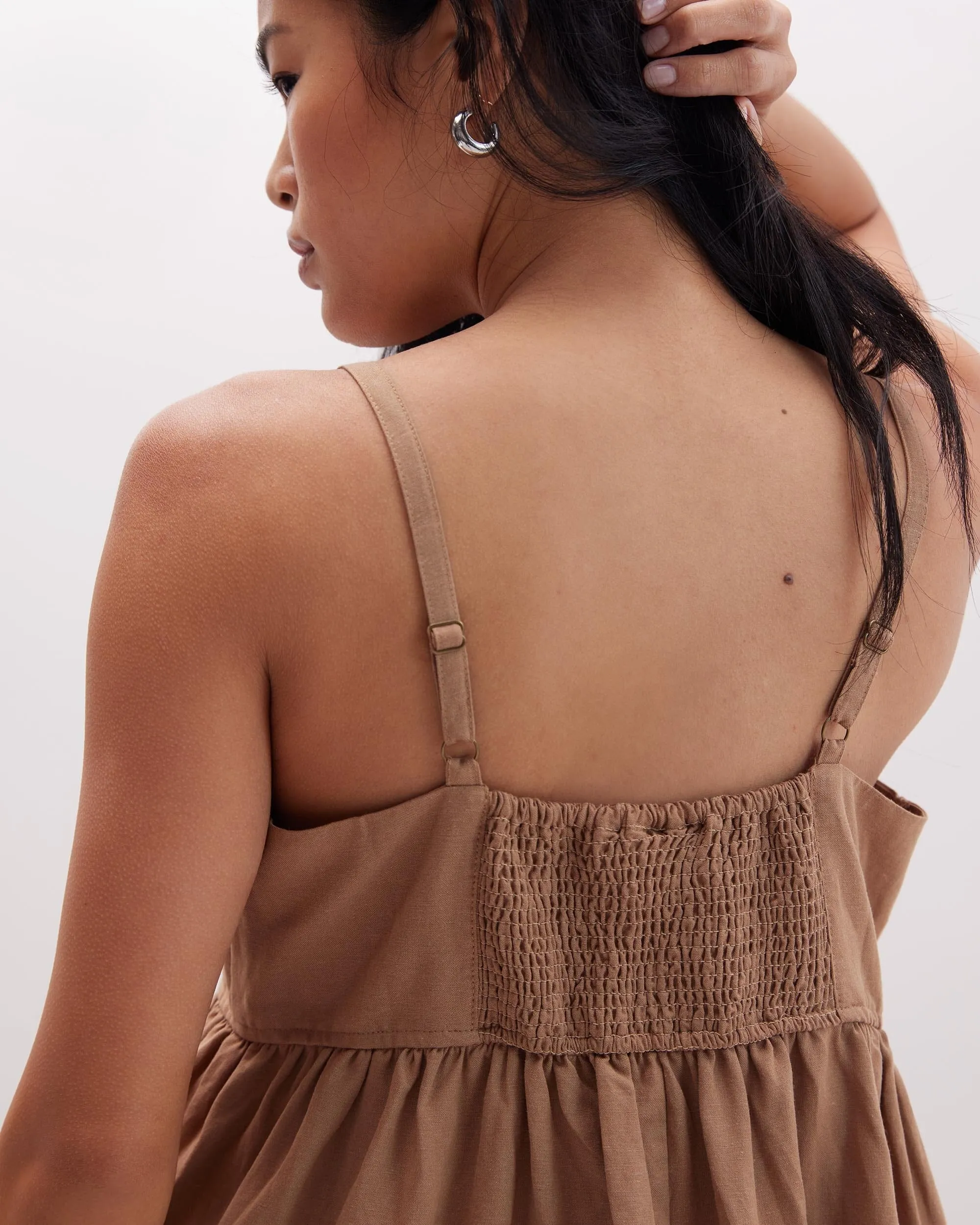 Womens Linen Maxi Dress - Rayon Linen Woven - Cafe Au Lait sold by Andie product image thumbnail 4