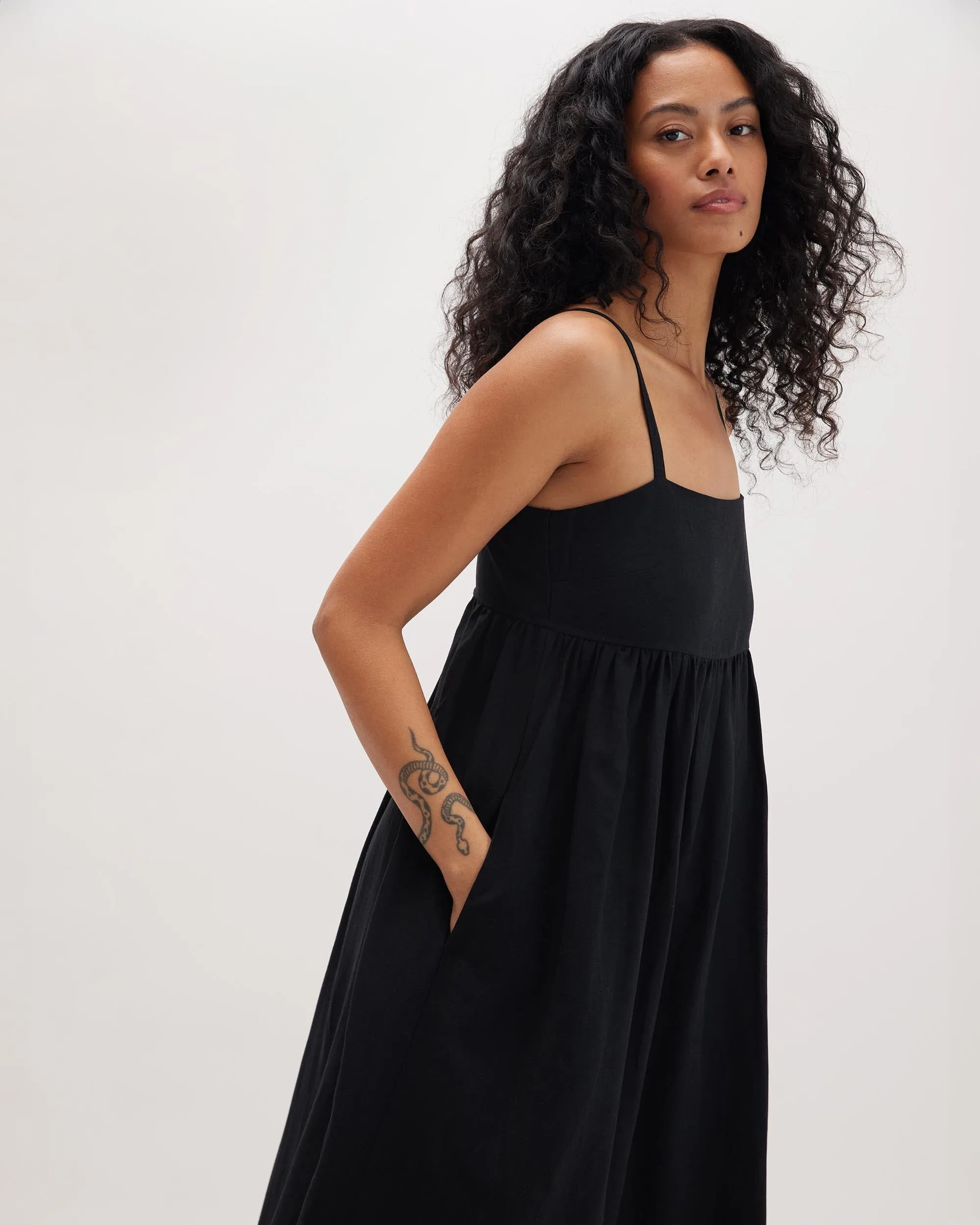 Womens Linen Maxi Dress - Rayon Linen Woven - Black sold by Andie product image thumbnail 4
