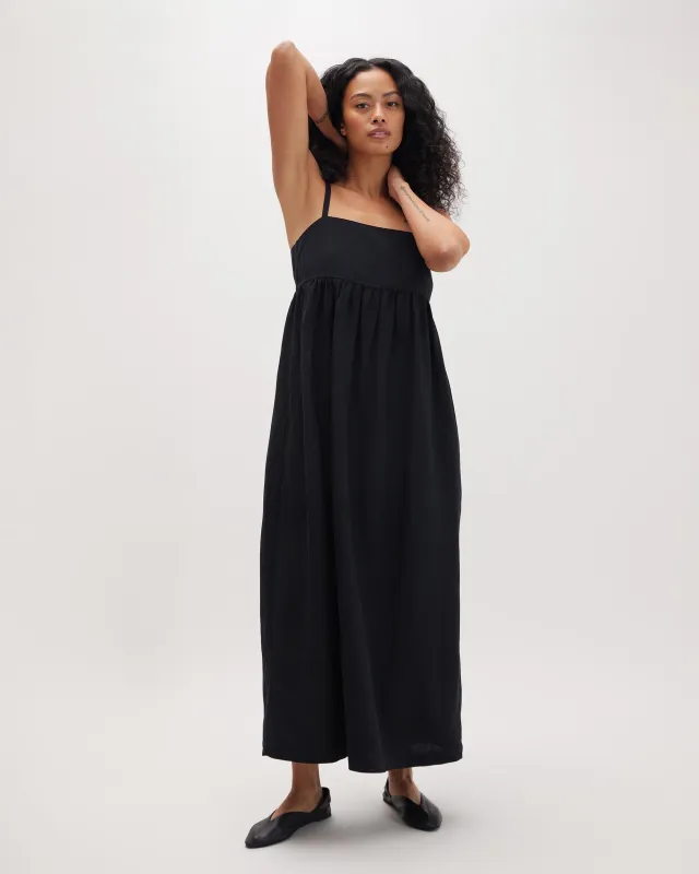 Womens Linen Maxi Dress - Rayon Linen Woven - Black sold by Andie