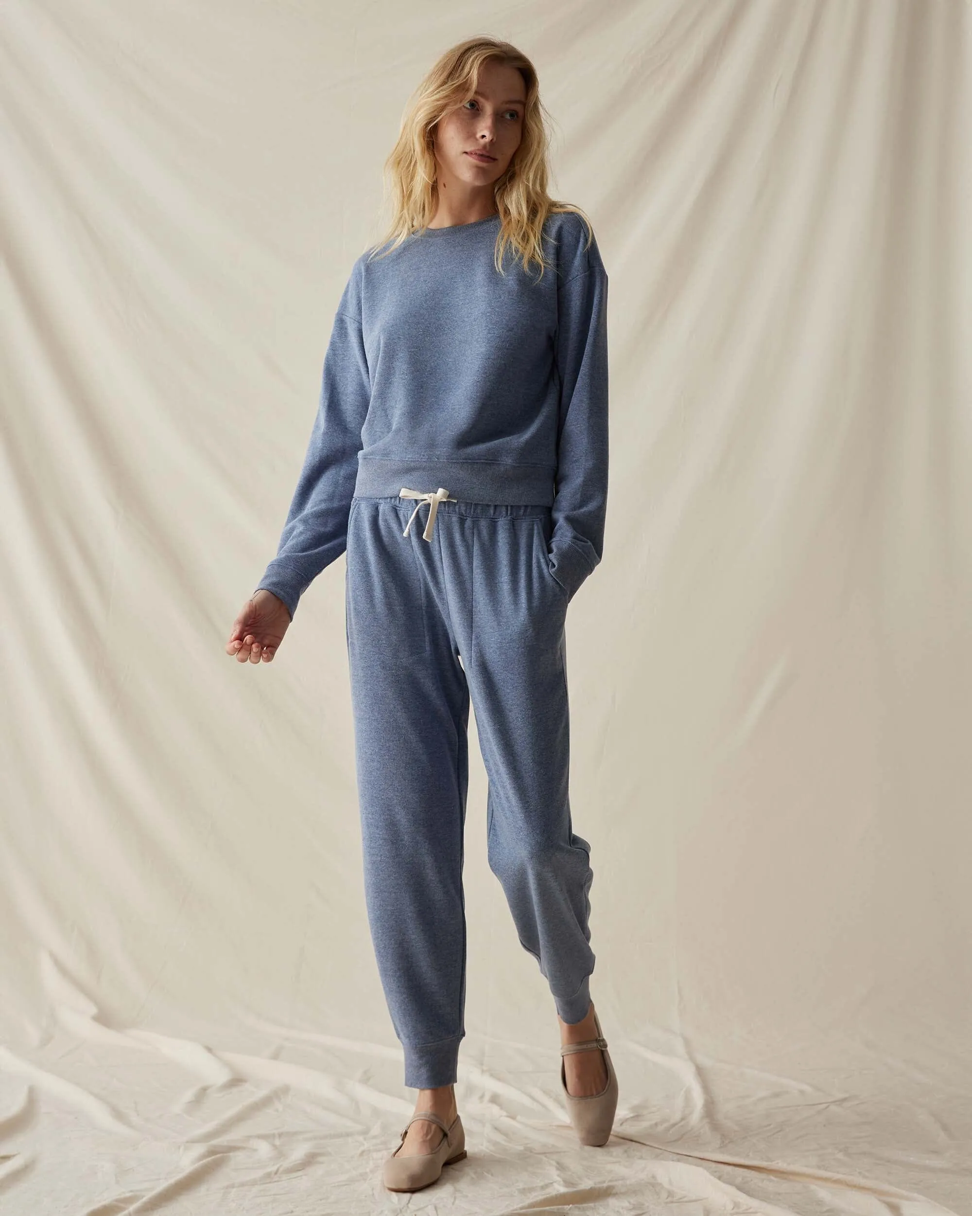 Womens April Lightweight Sweatshirt - French Terry - Vintage Indigo sold by Andie product image thumbnail 3