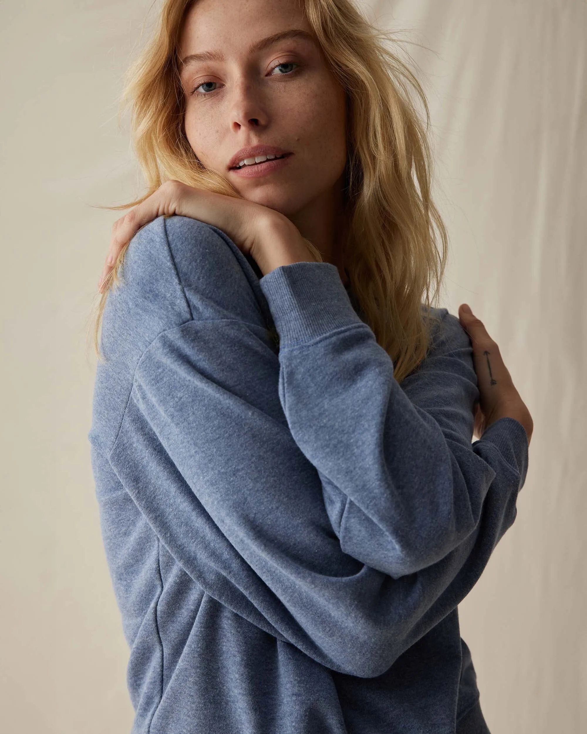 Womens April Lightweight Sweatshirt - French Terry - Vintage Indigo sold by Andie product image thumbnail 5