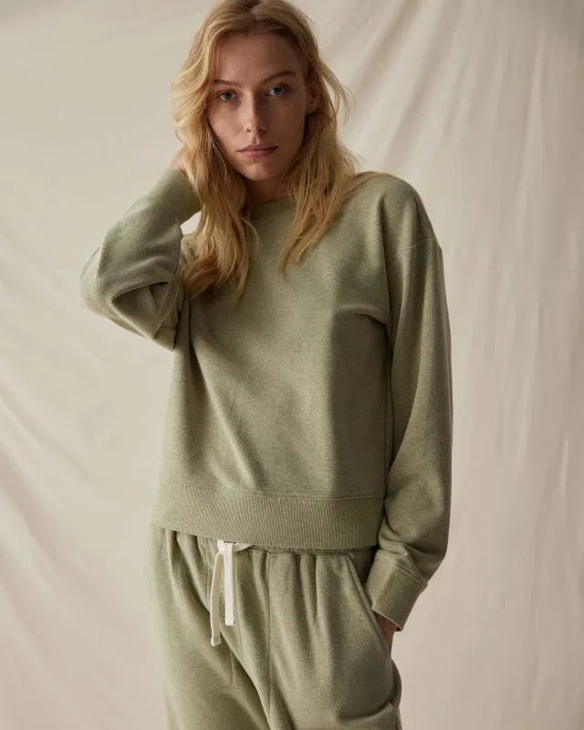 Womens April Lightweight Sweatshirt - French Terry - Green Ground sold by Andie