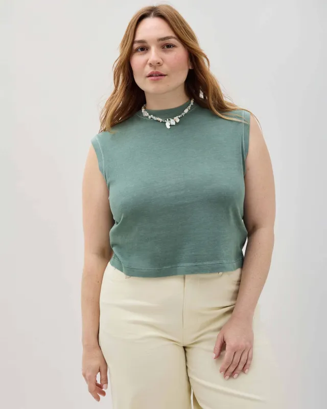 Womens Relaxed Muscle Tee - Pigment Dye Jersey - Sage Leaf sold by Andie