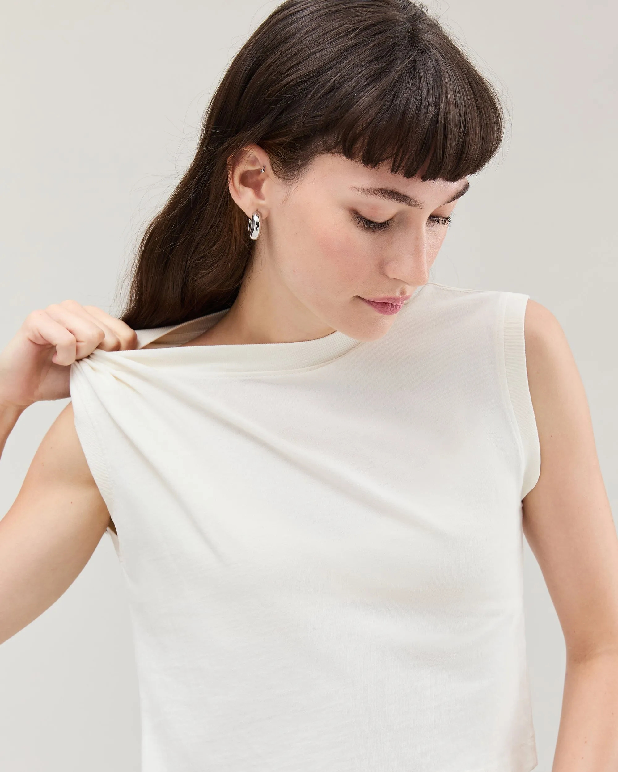 Womens Relaxed Muscle Tee - Pigment Dye Jersey - Bone sold by Andie product image thumbnail 5