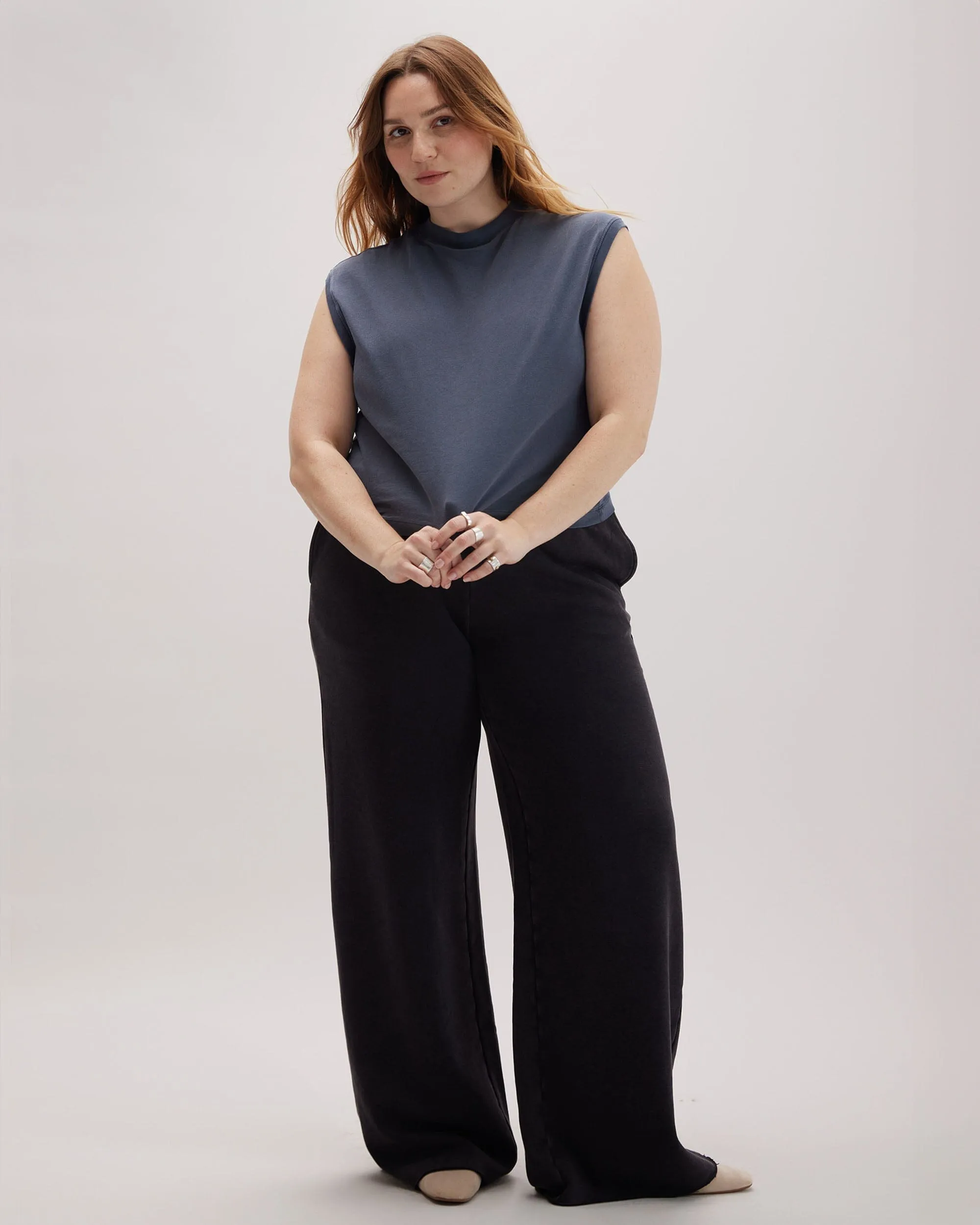 Womens Relaxed Muscle Tee - Pigment Dye Jersey - Blue Steel sold by Andie product image thumbnail 2