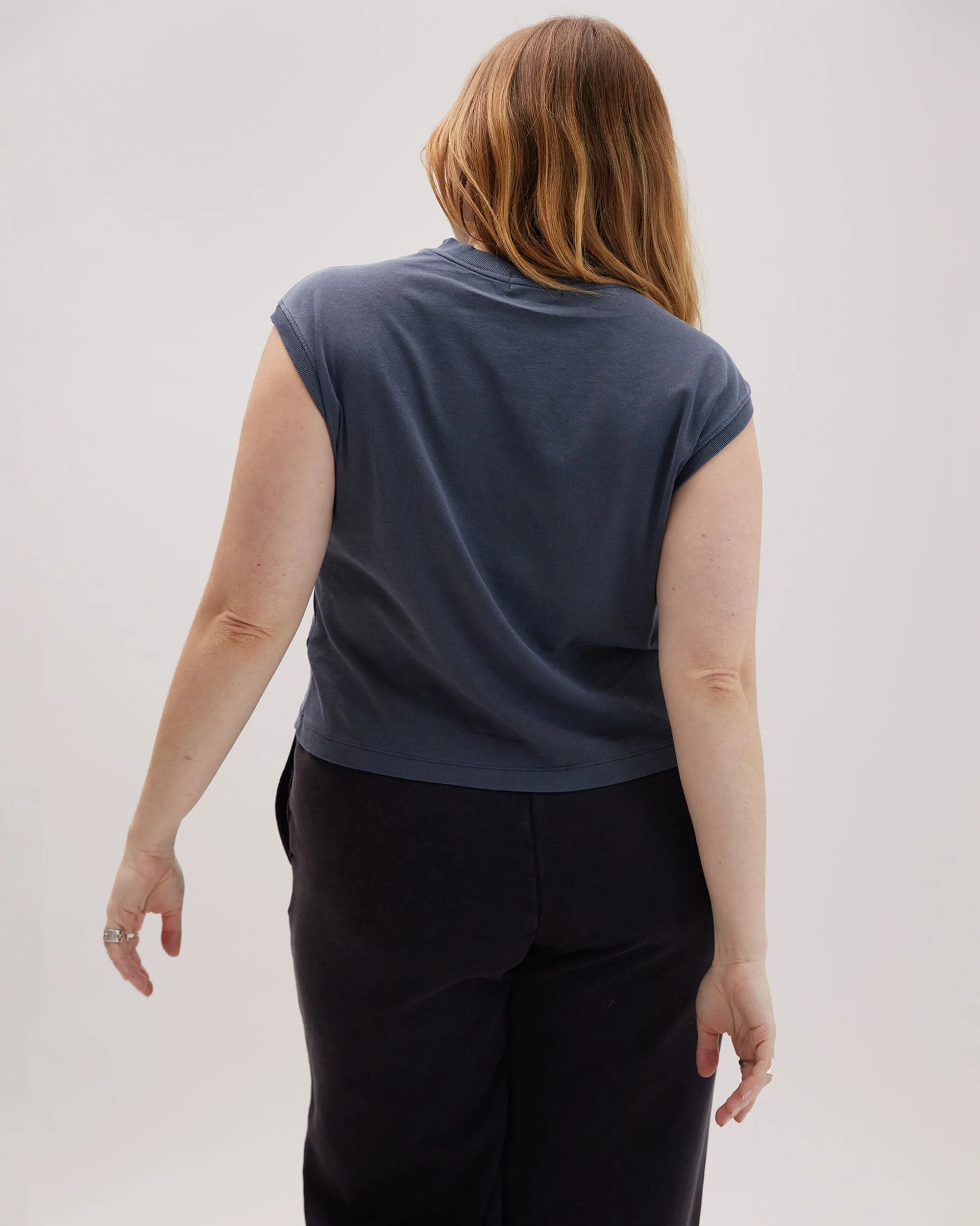 Womens Relaxed Muscle Tee - Pigment Dye Jersey - Blue Steel sold by Andie product image thumbnail 3