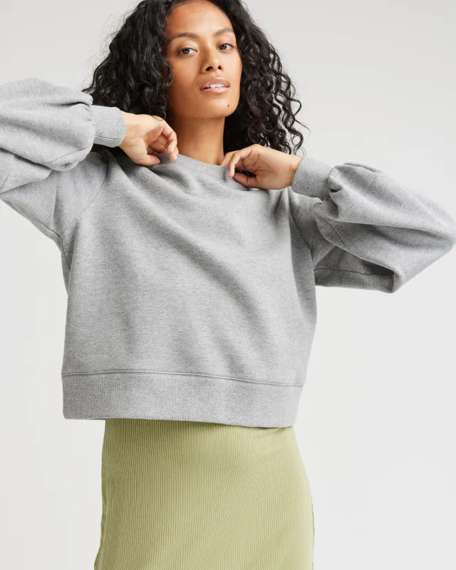 Womens Recycled Fleece Cropped Sweatshirt - Recycled Fleece - Heather Grey sold by Andie