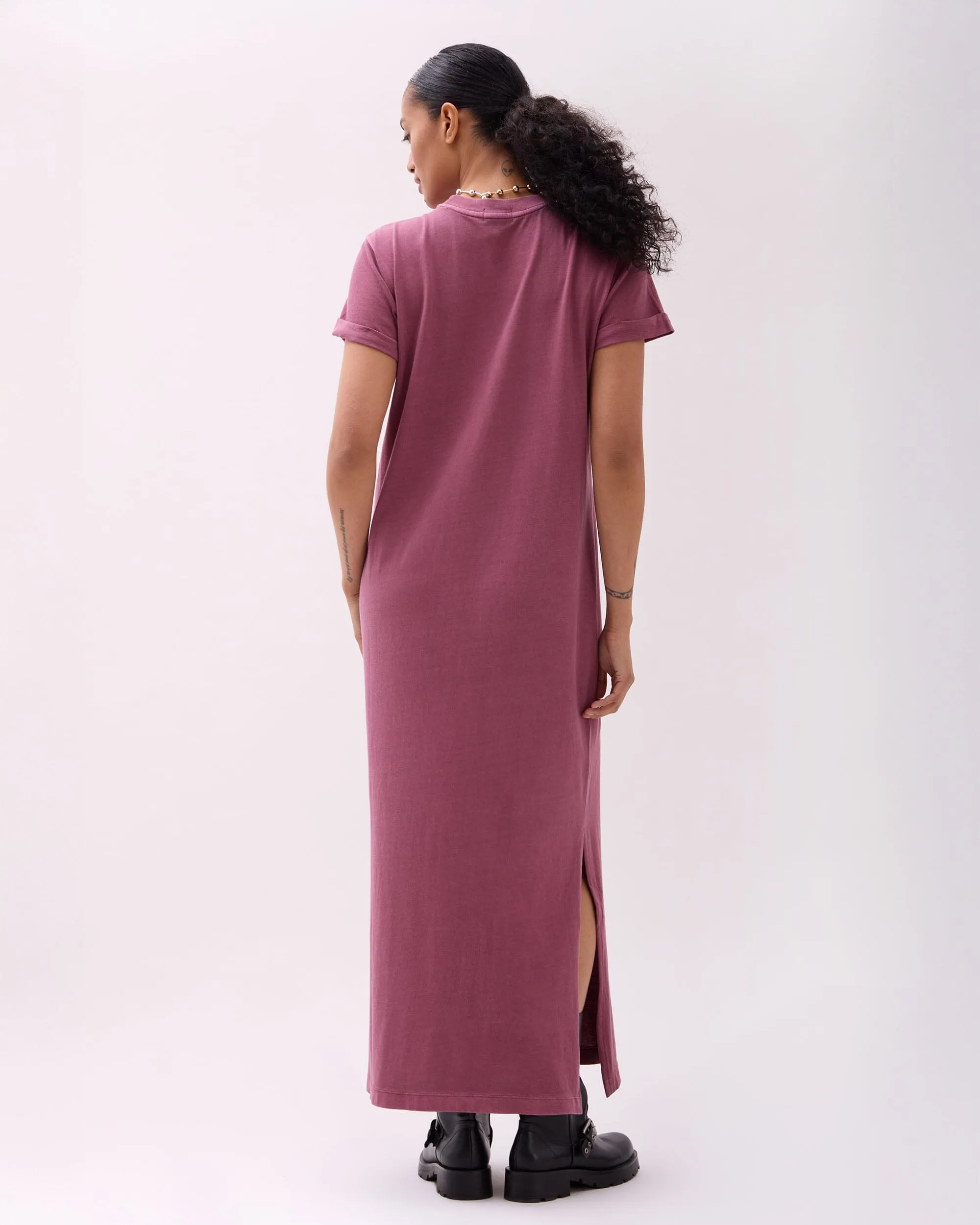 Womens Relaxed Tee Dress - Pigment Dye Jersey - Burgundy sold by Andie product image thumbnail 3